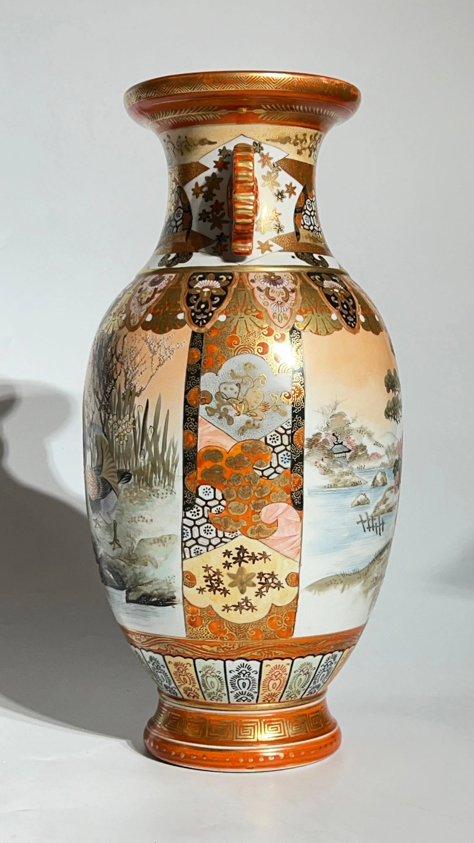 Japanese Kutani Porcelain Vases - A Pair - 9