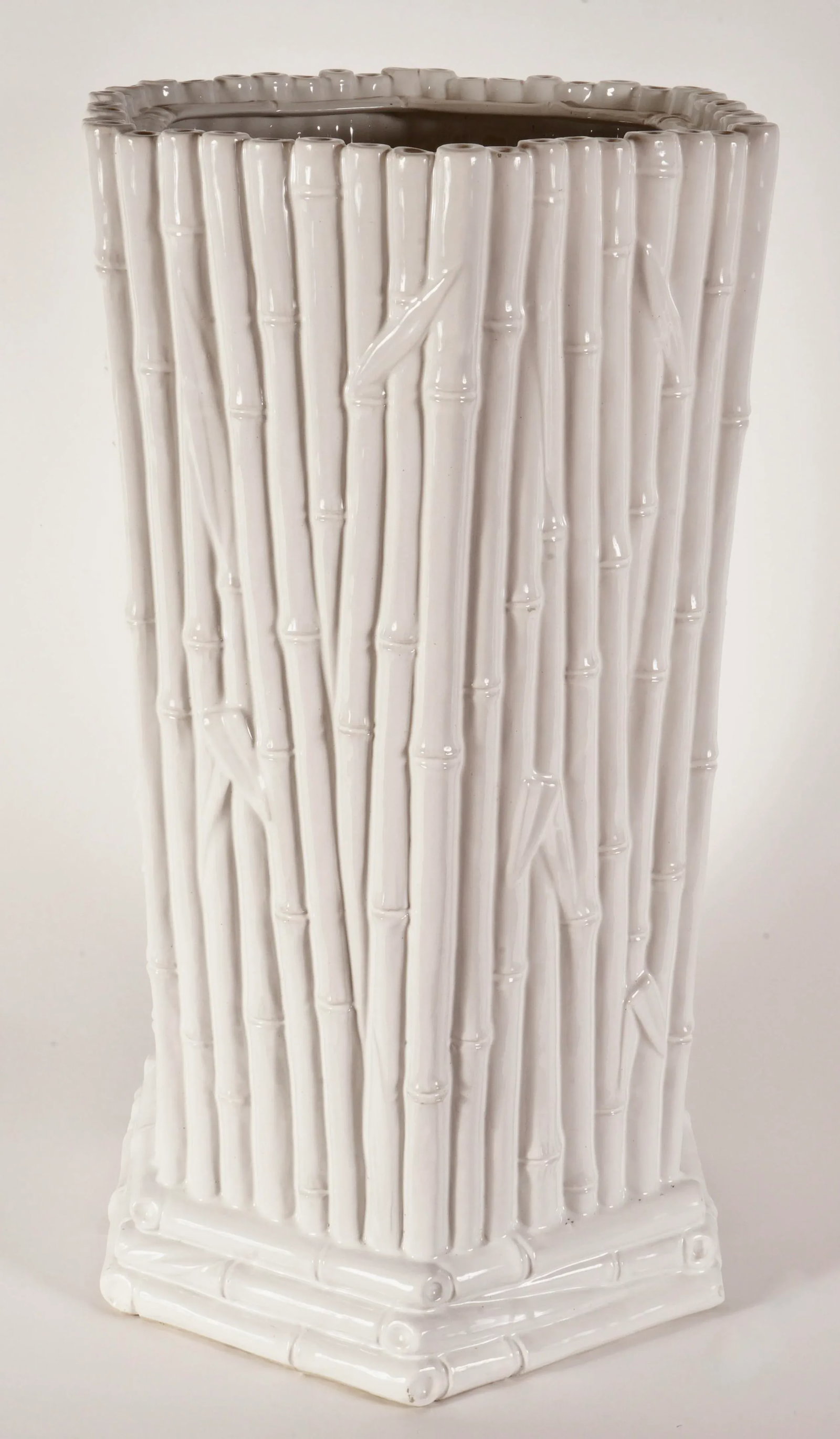 Mid 20th Century Vintage Italian Chinoiserie Faux Bamboo Ceramic Umbrella Stand - 3