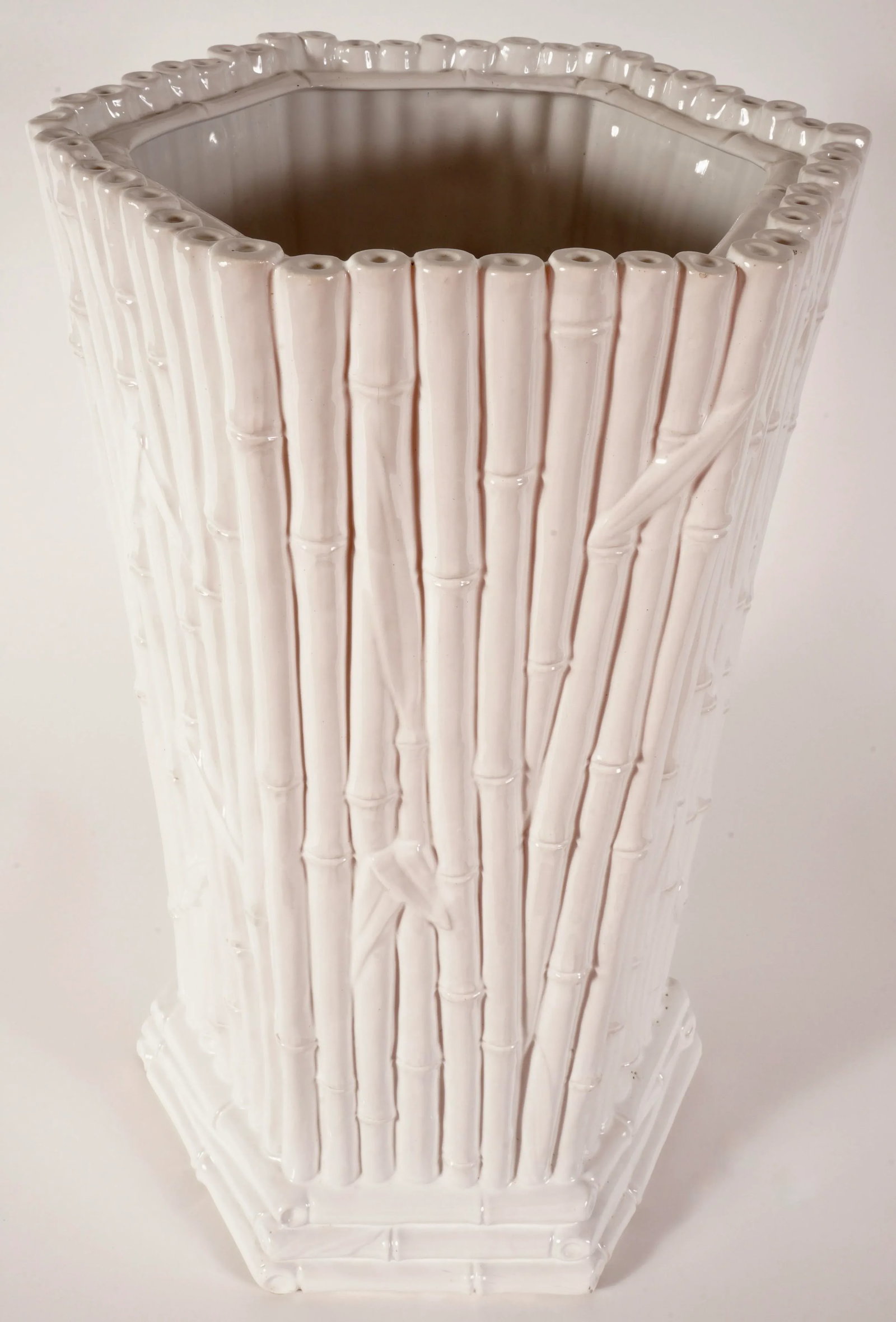 Mid 20th Century Vintage Italian Chinoiserie Faux Bamboo Ceramic Umbrella Stand - 8