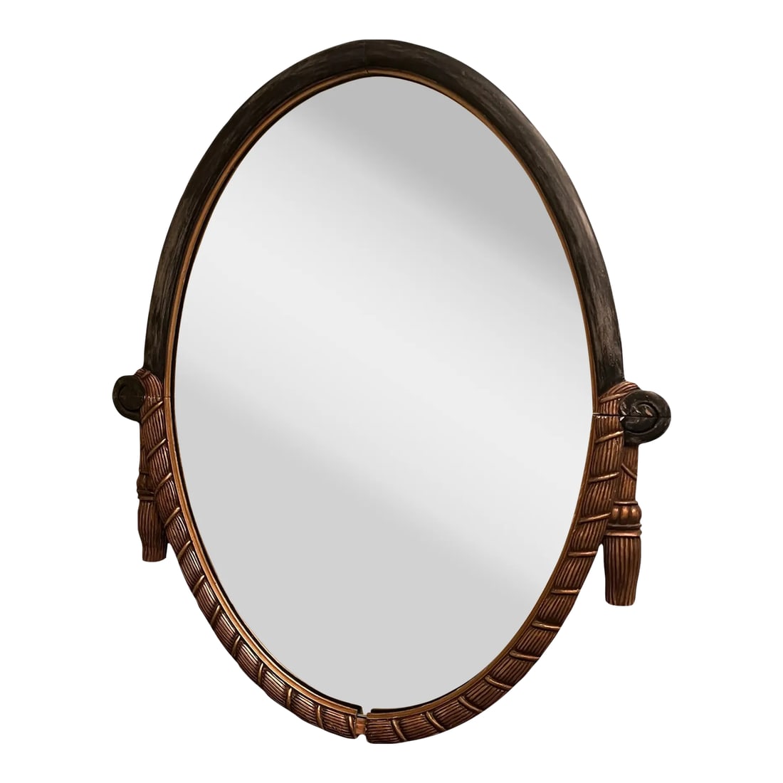 1920's French Art Deco Oval Wooden Mirror (1 of 5)