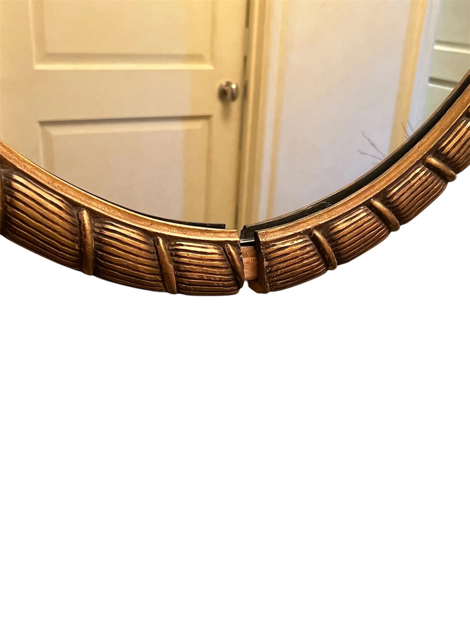 1920's French Art Deco Oval Wooden Mirror - 3