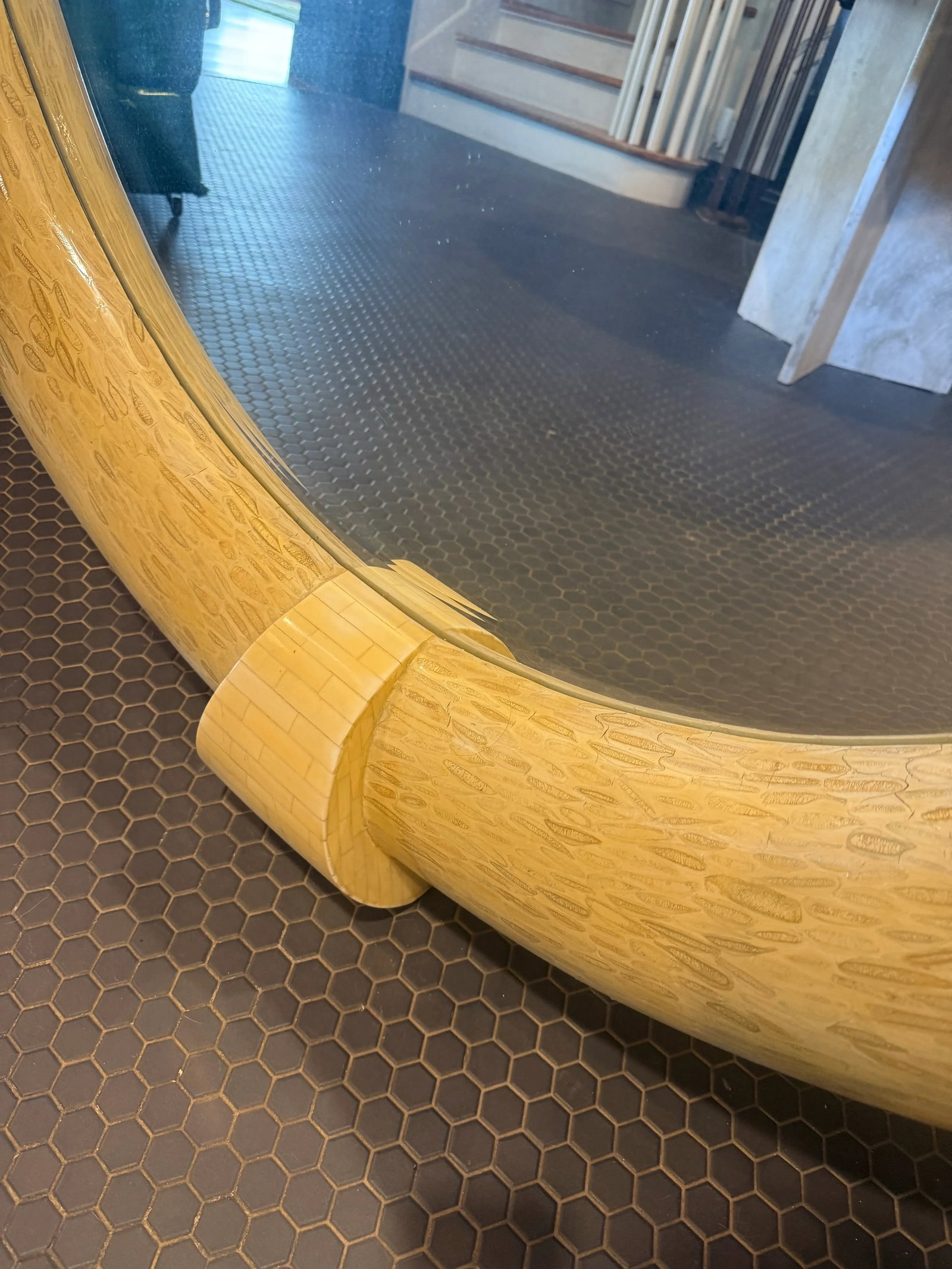 1970s Tessellated Bone Mirror After Karl Springer - 7