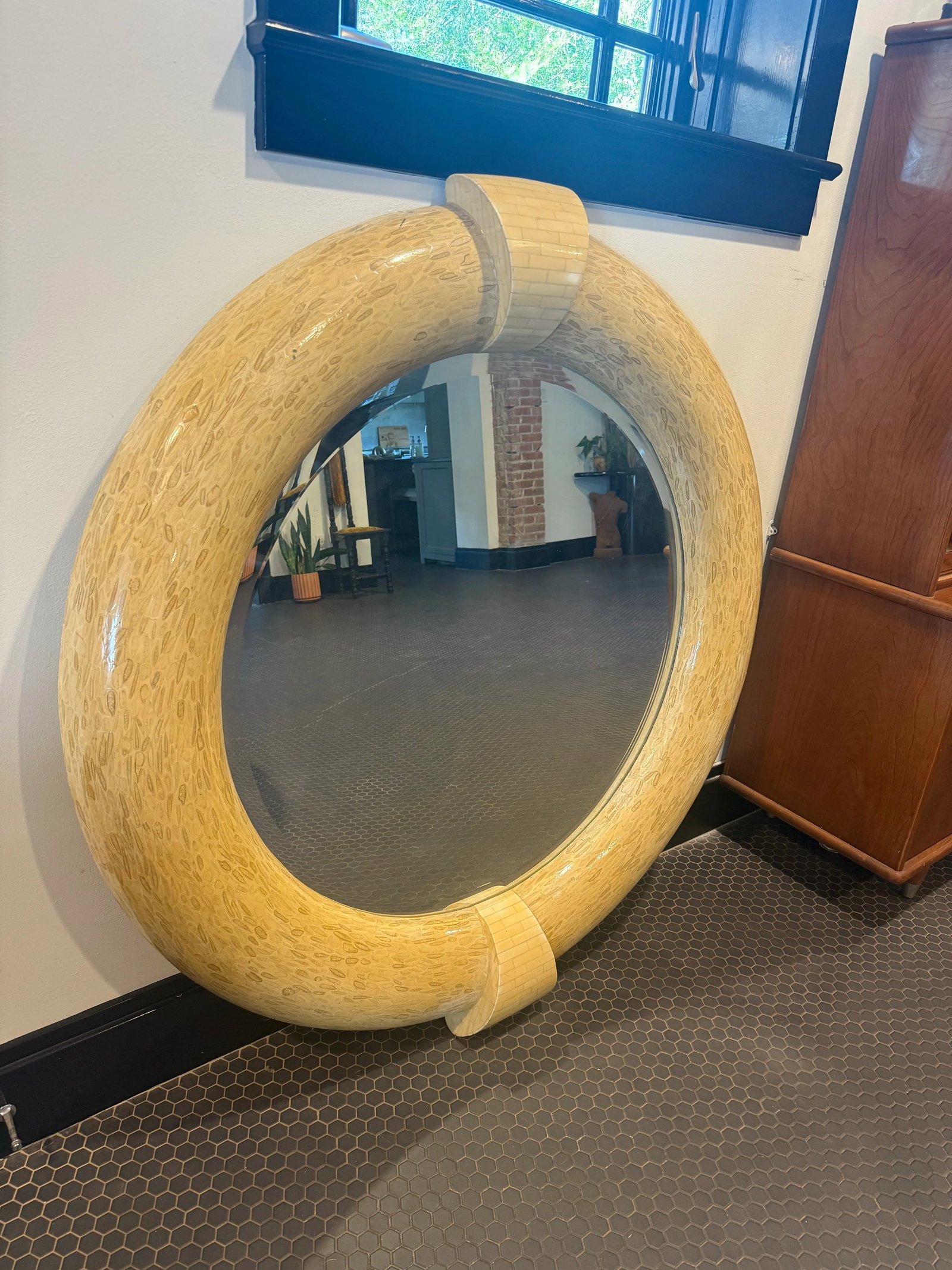 1970s Tessellated Bone Mirror After Karl Springer - 9