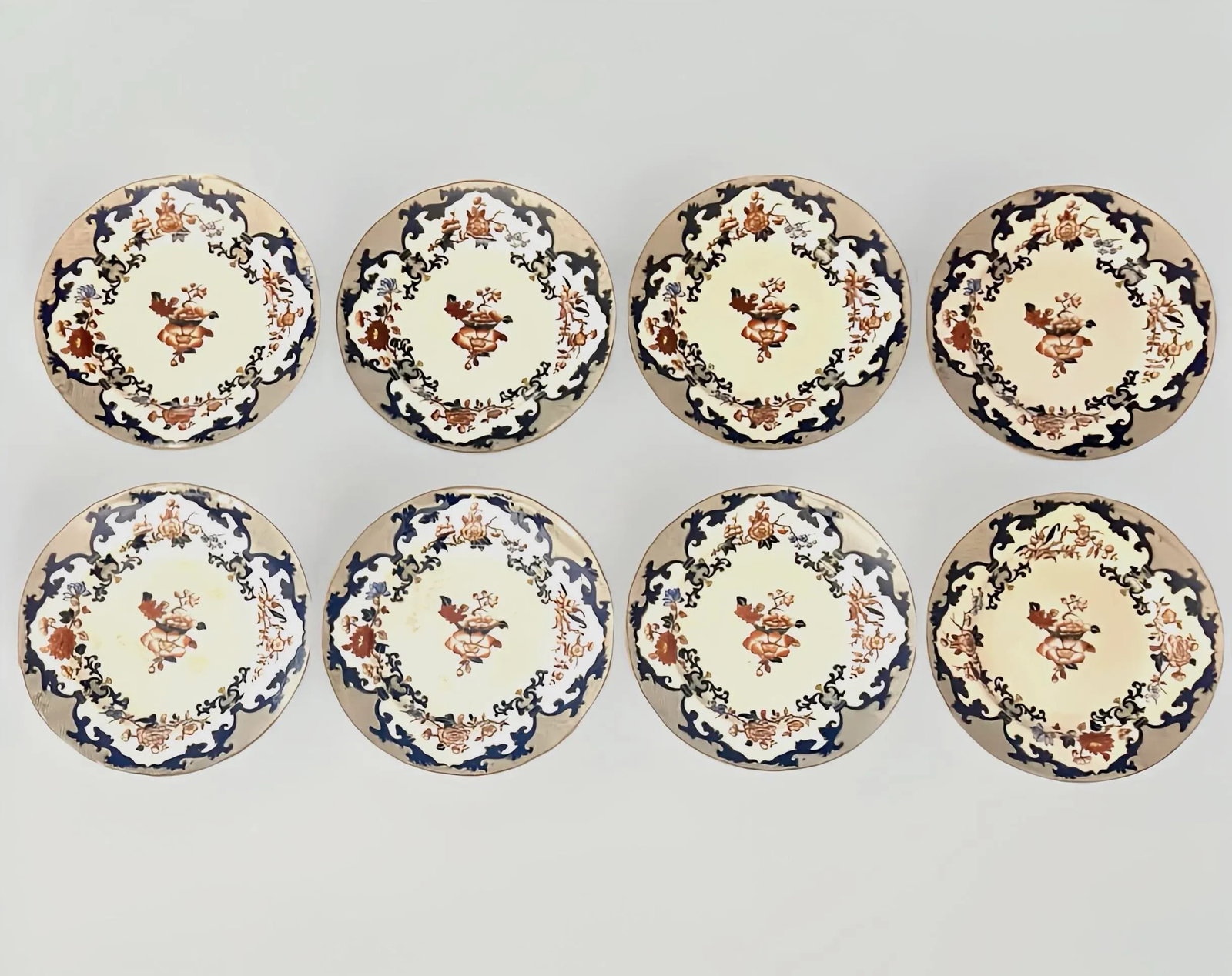 Set of 8 Antique Minton Imari Style Dinner Plates, 1910 - 2
