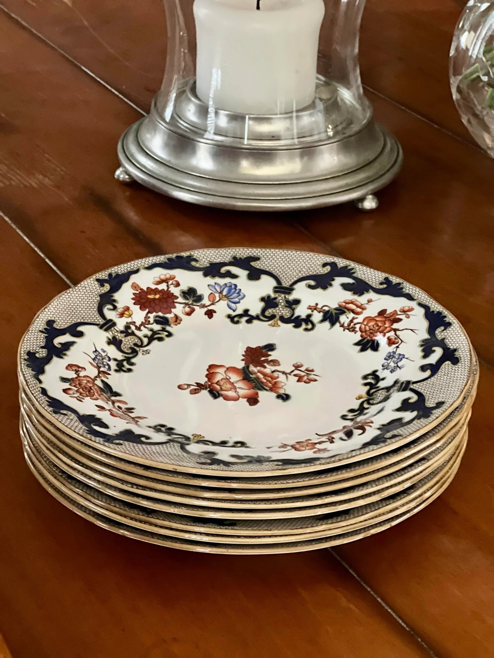 Set of 8 Antique Minton Imari Style Dinner Plates, 1910 - 8