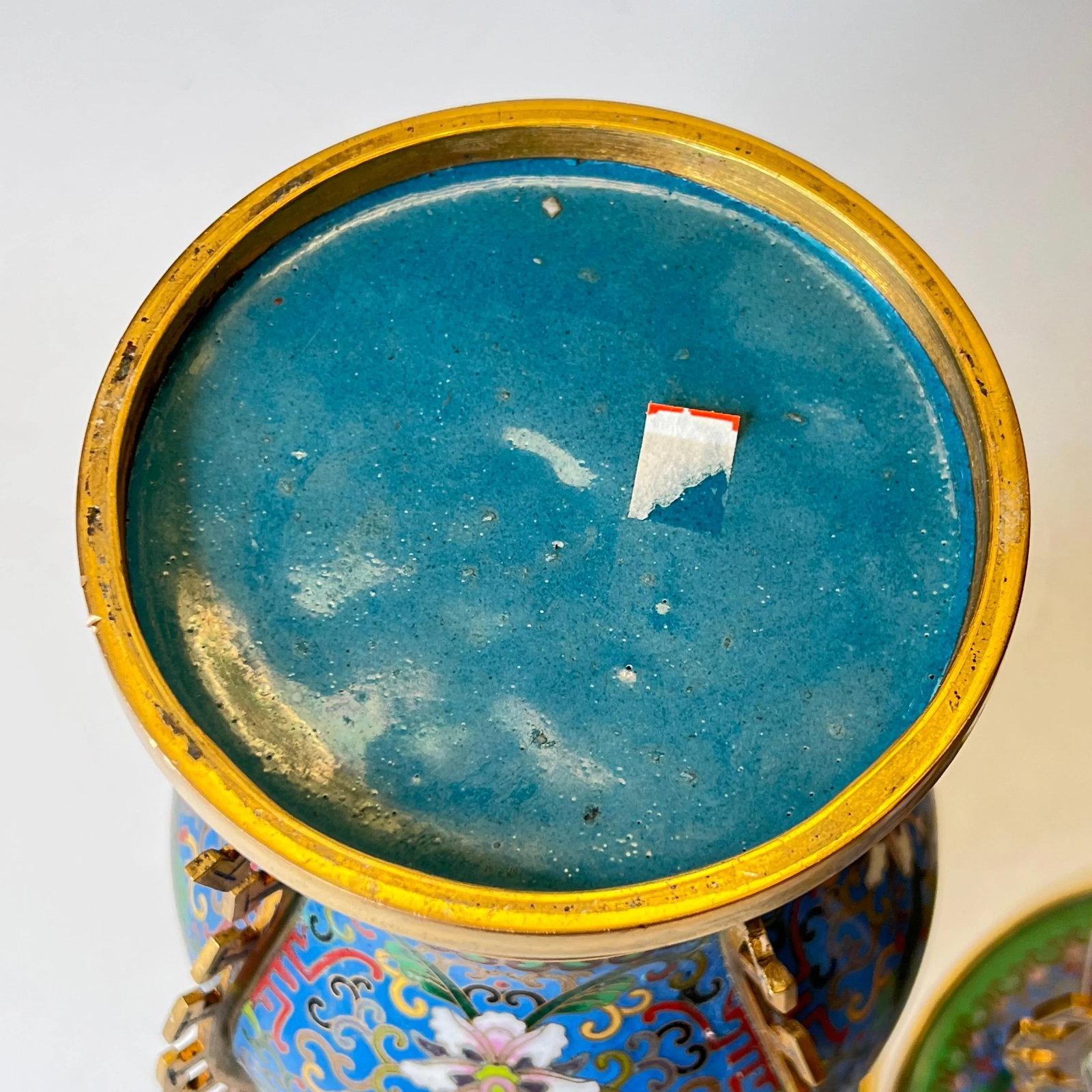 Antique Chinese Blue Cloisonne Vases - A Pair - 10