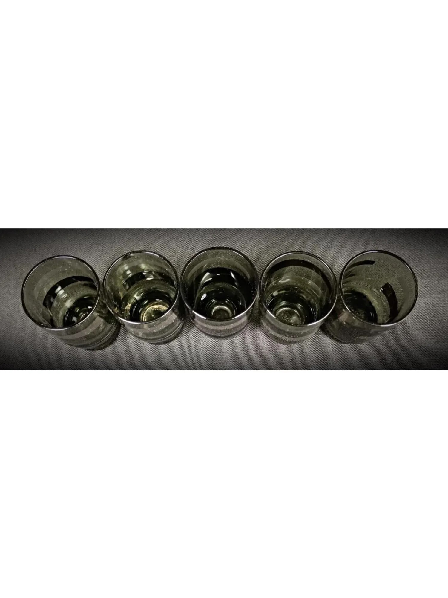 Mid 20th Century Vintage Green Crystal Liqueur Glasses- Set of 5 - 2
