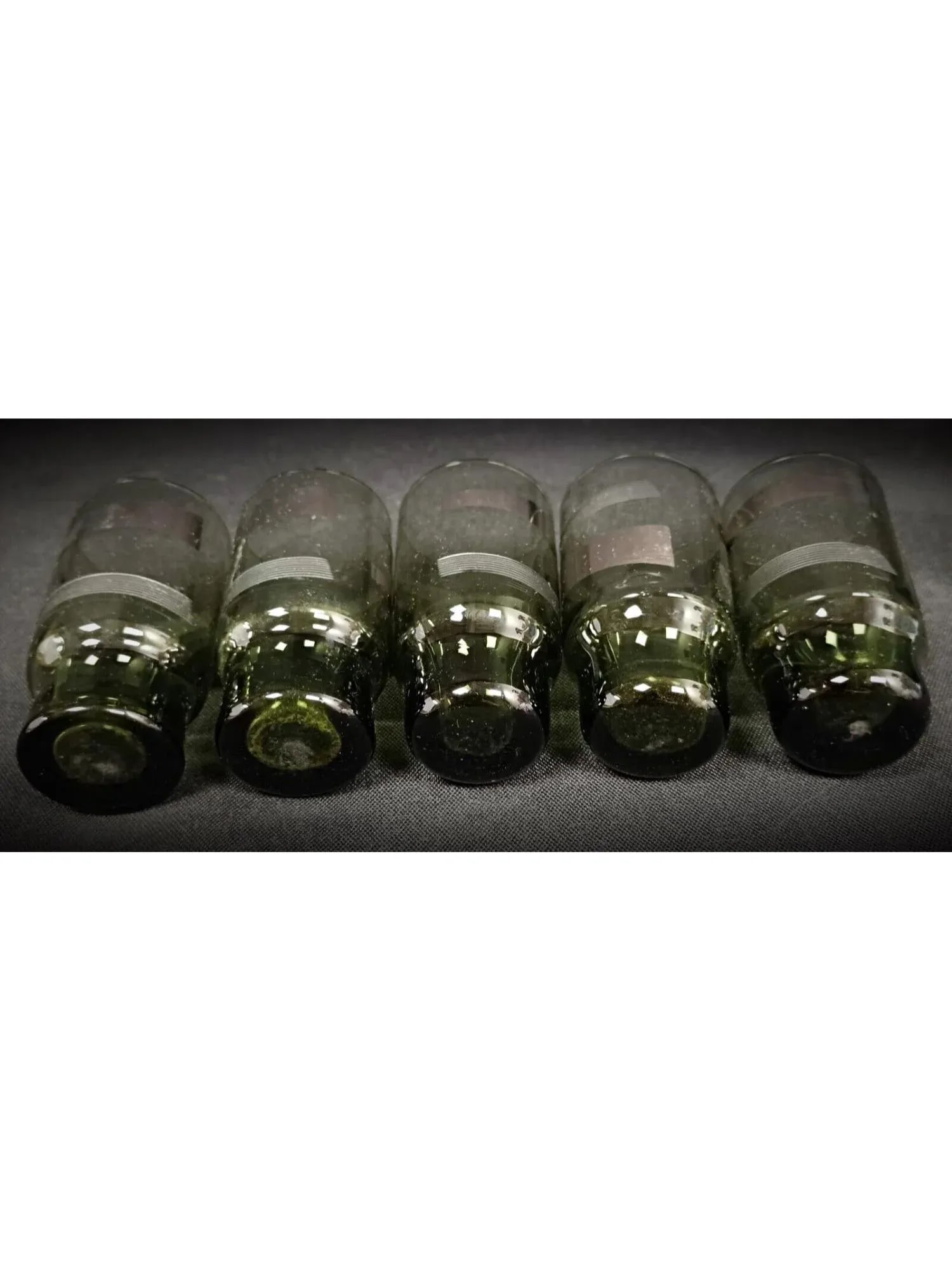 Mid 20th Century Vintage Green Crystal Liqueur Glasses- Set of 5 - 3