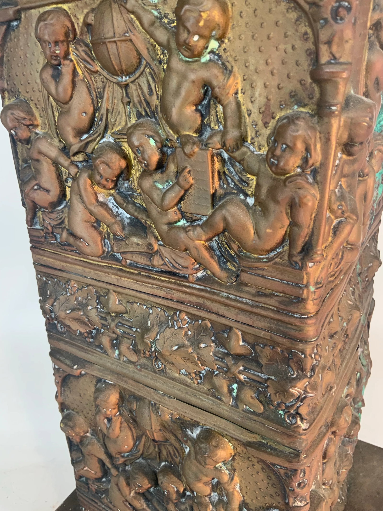 Antique French Brass Repusse Umbrella Stand With Liner - 10