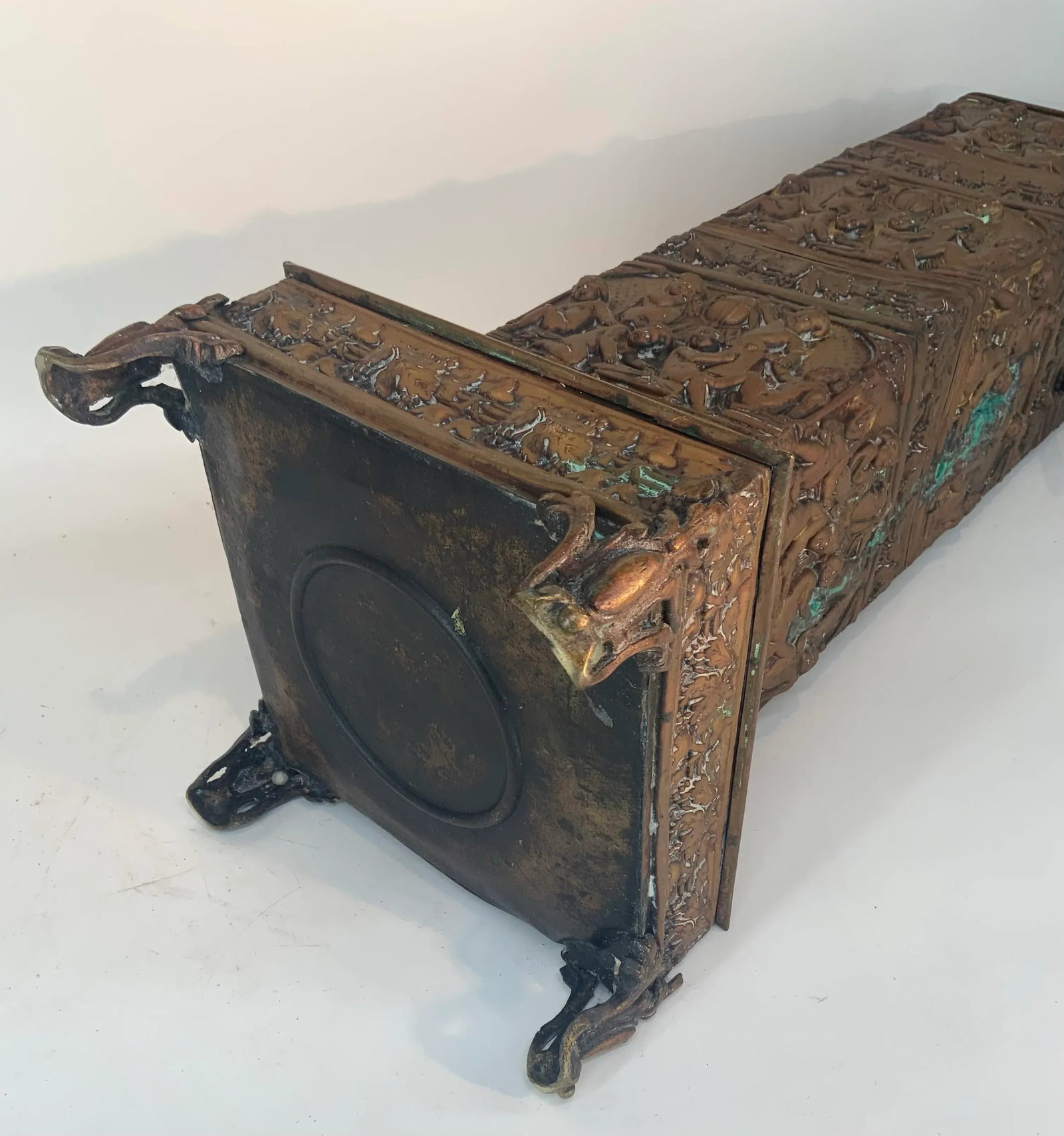 Antique French Brass Repusse Umbrella Stand With Liner - 6