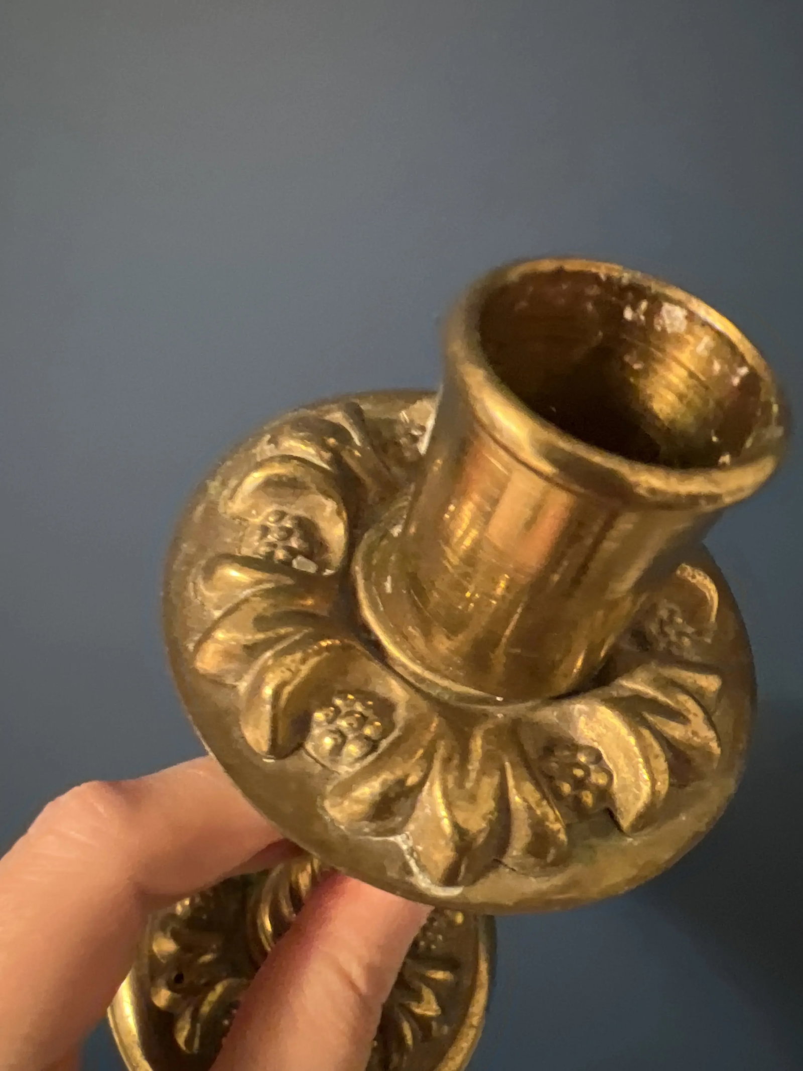 Set of 3 Antique Brass Candle Holder - 8