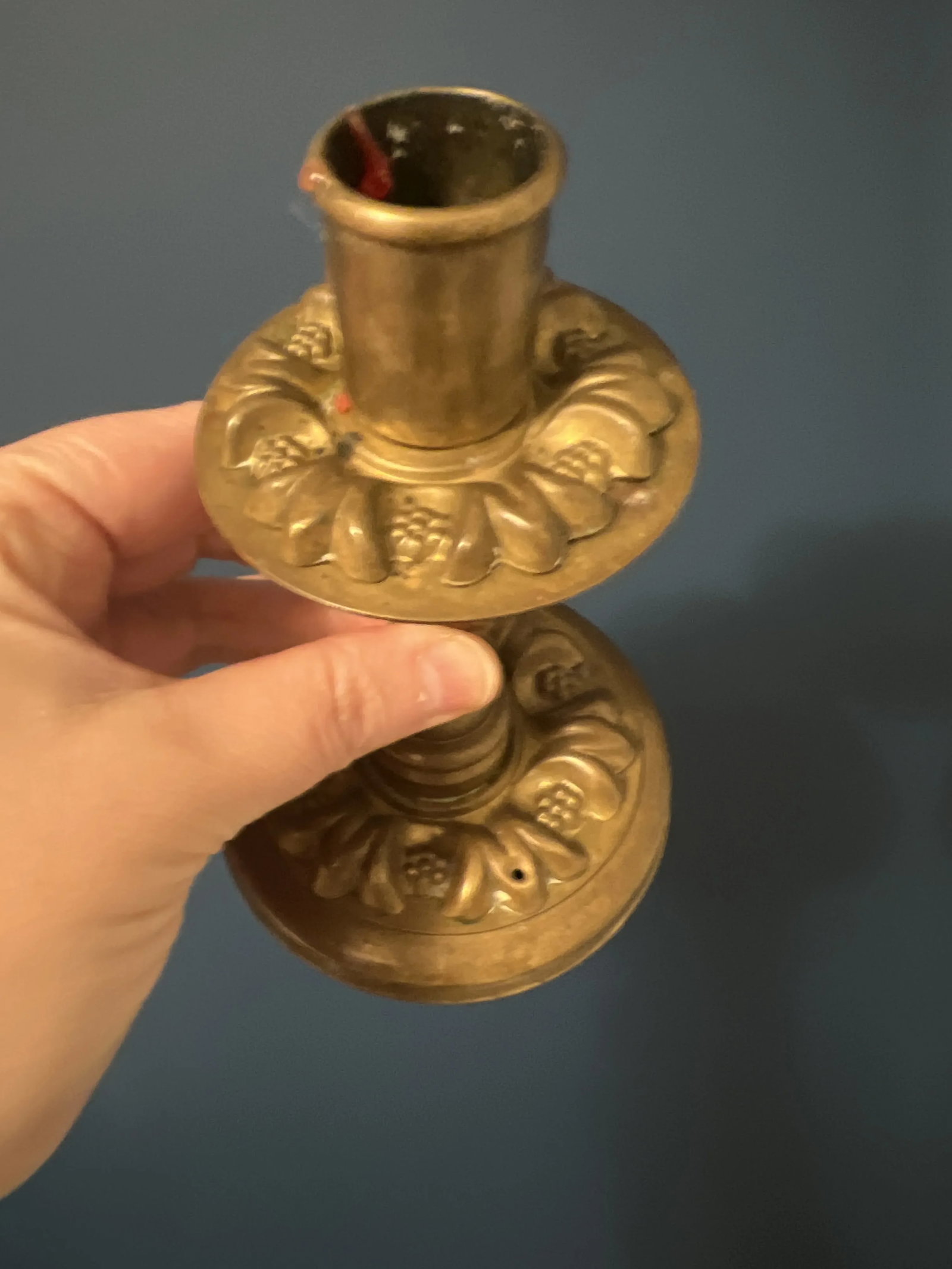Set of 3 Antique Brass Candle Holder - 9