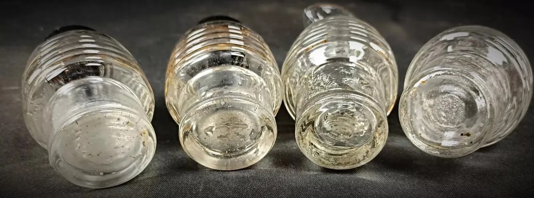 Vintage Glass and Faience Condiment Set With Floral "China" Design- 5 Pieces - 4