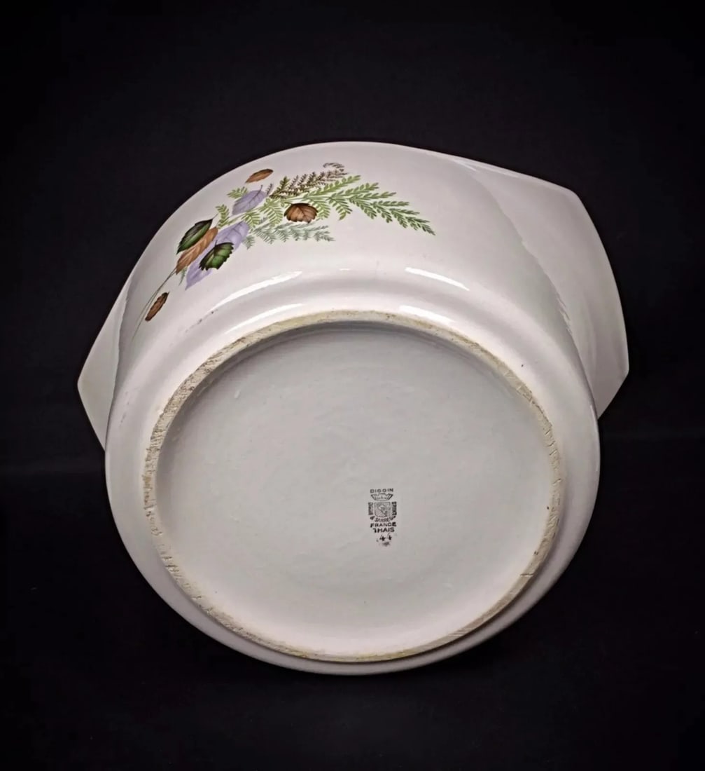 Antique Floral Faience Soup Tureen by Digoin Sarreguemines Thai - 8