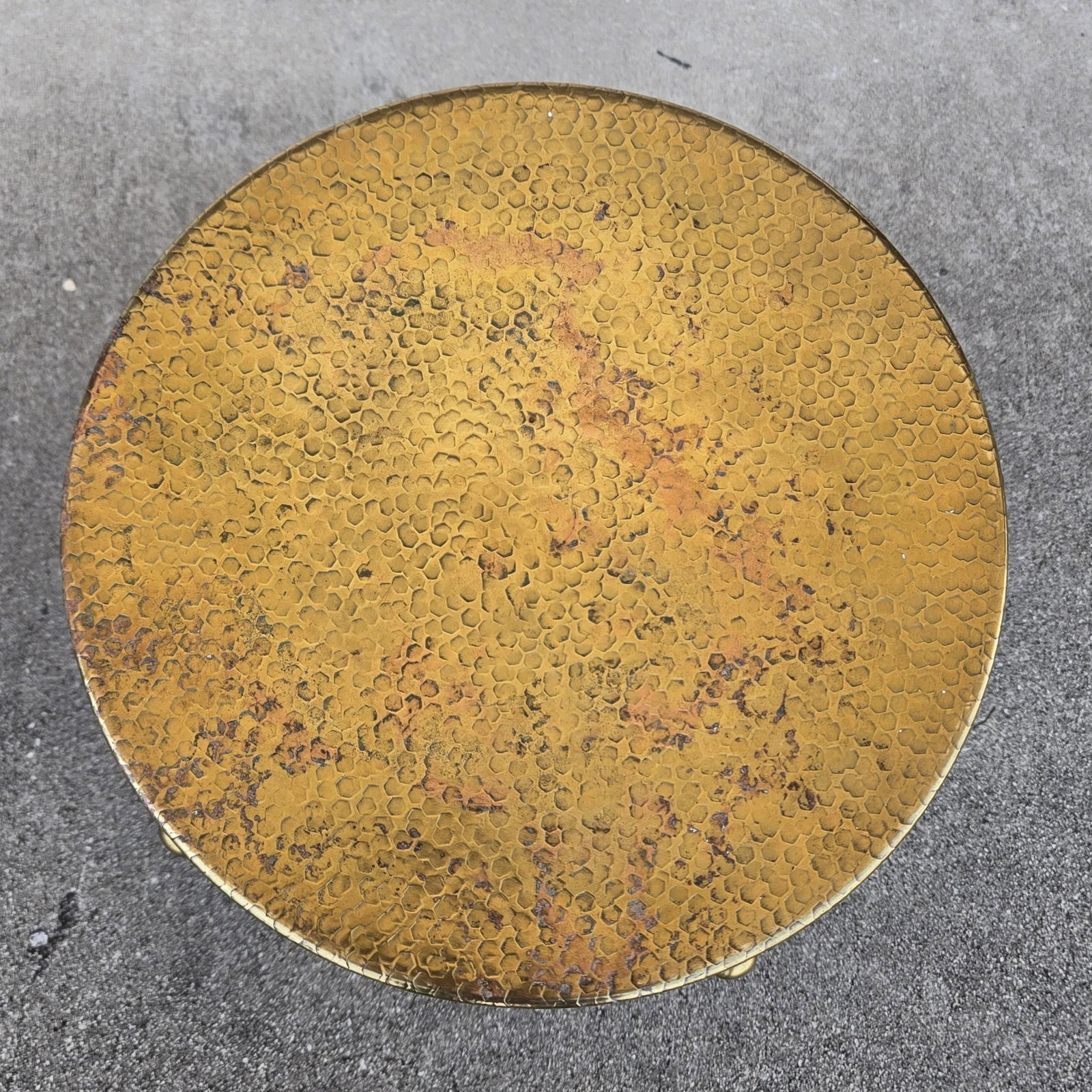 1960s Mid-Century Hammered Brass Drum Stool - 7
