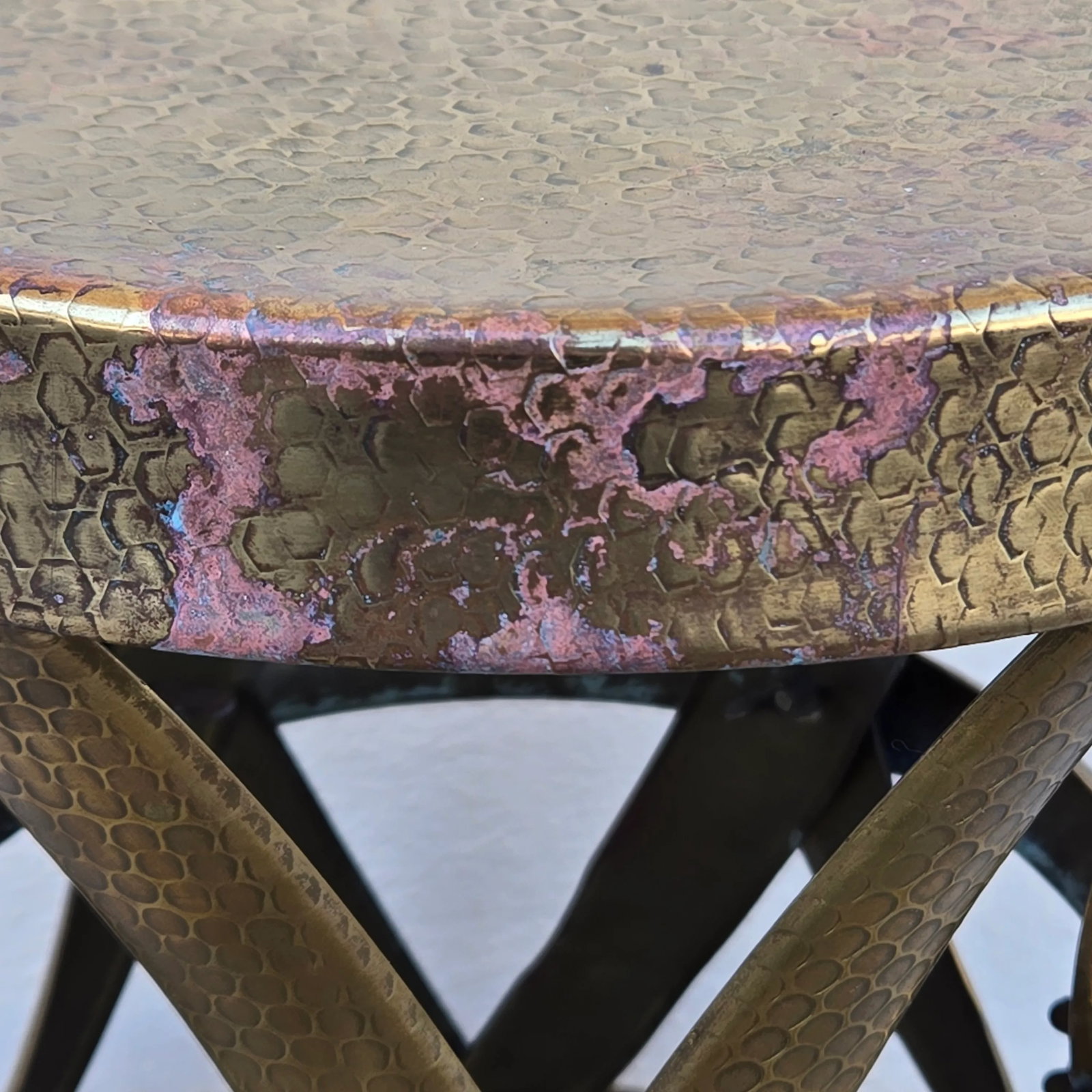 1960s Mid-Century Hammered Brass Drum Stool - 8