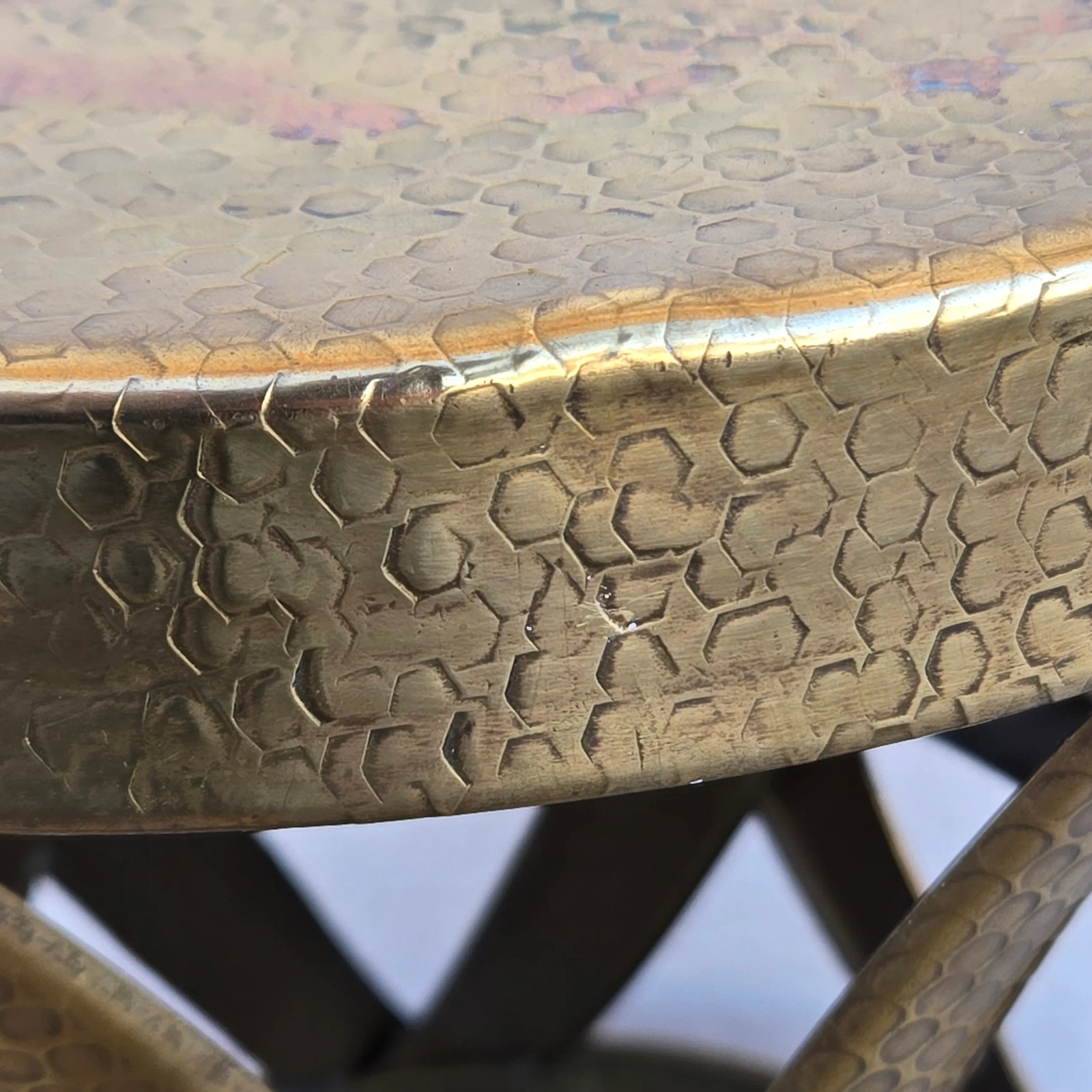 1960s Mid-Century Hammered Brass Drum Stool - 9