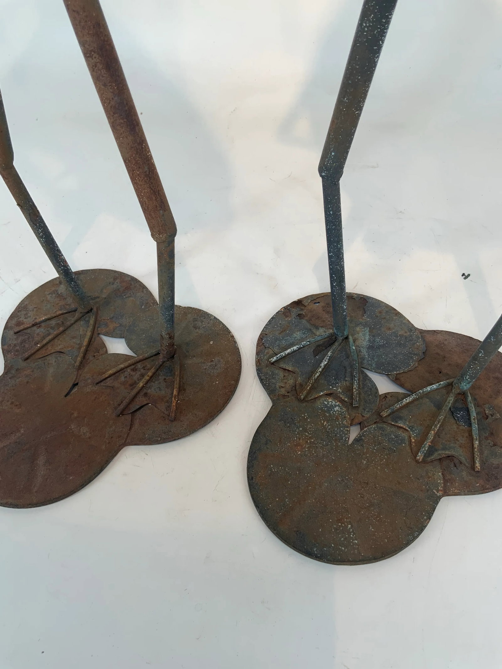 Pair of Vintage Tin Metal Frogs Garden Ornaments - 11