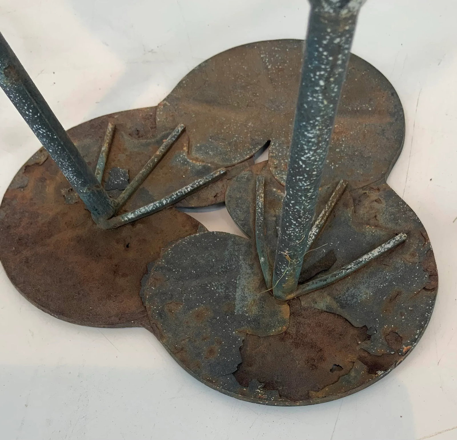 Pair of Vintage Tin Metal Frogs Garden Ornaments - 12