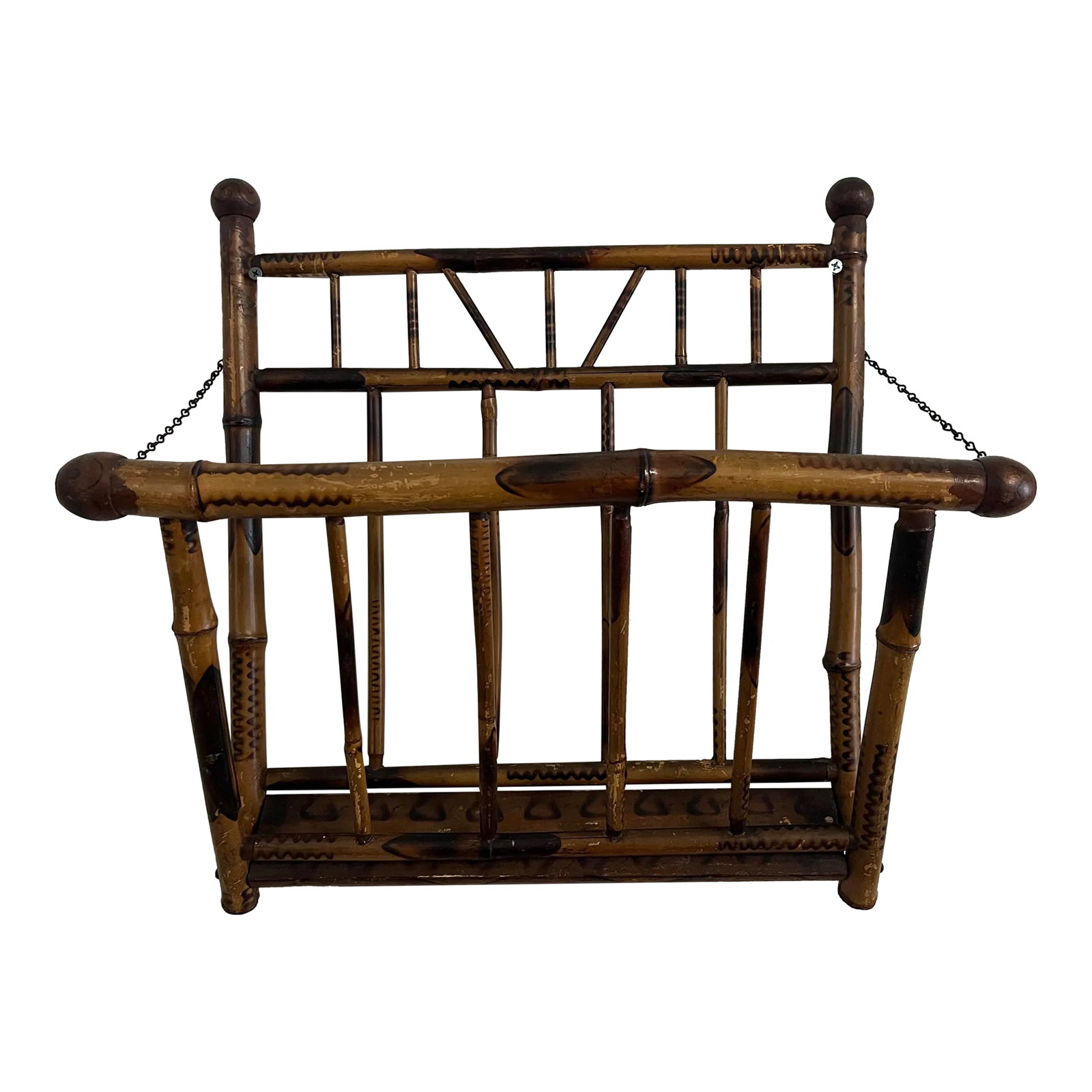 Antique Victorian Brighton Bamboo Hanging Magazine Holder (1 of 5)