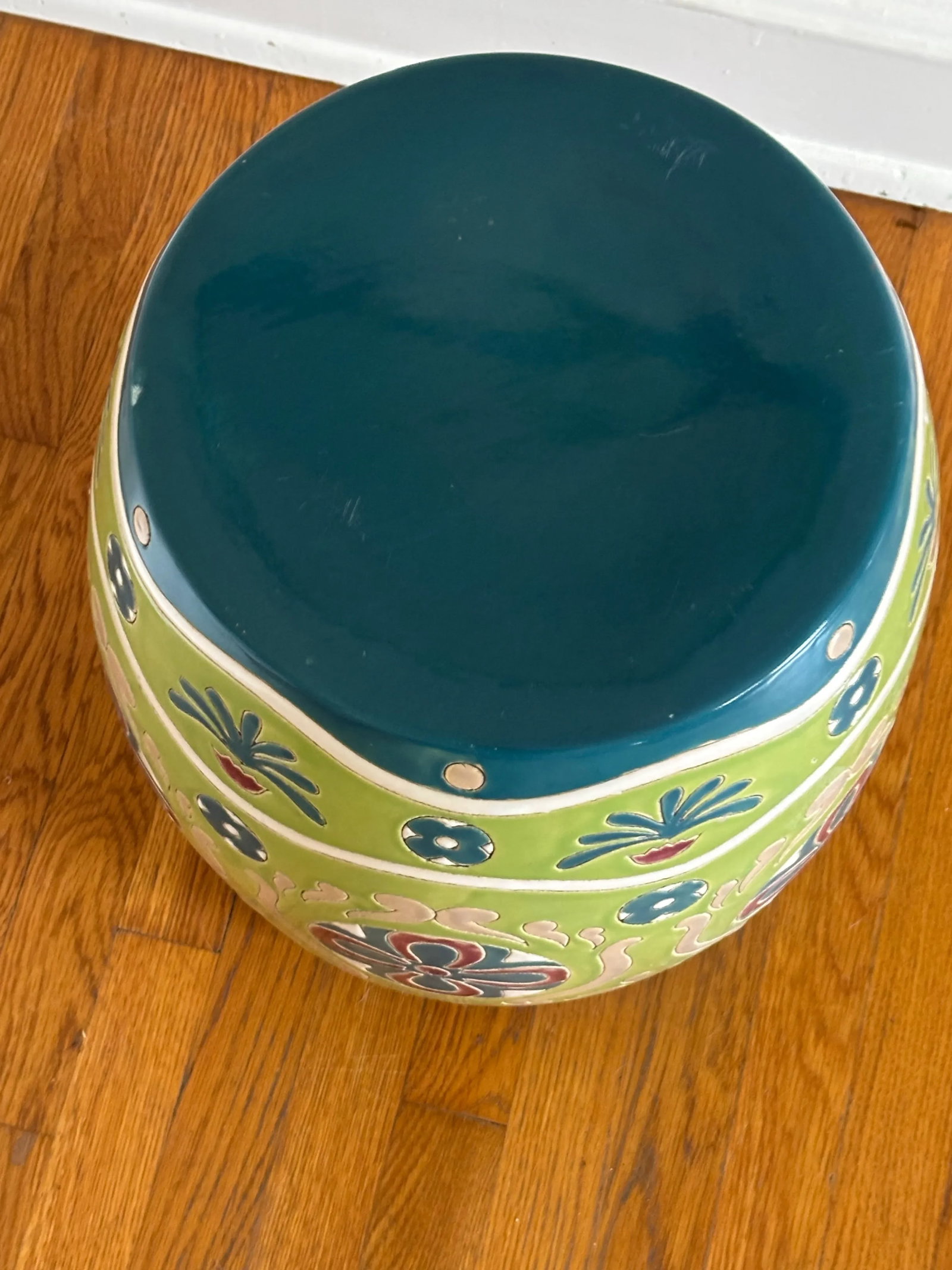 1970s Vintage Boho Chic Hand Painted Ceramic Garden Seat - 5