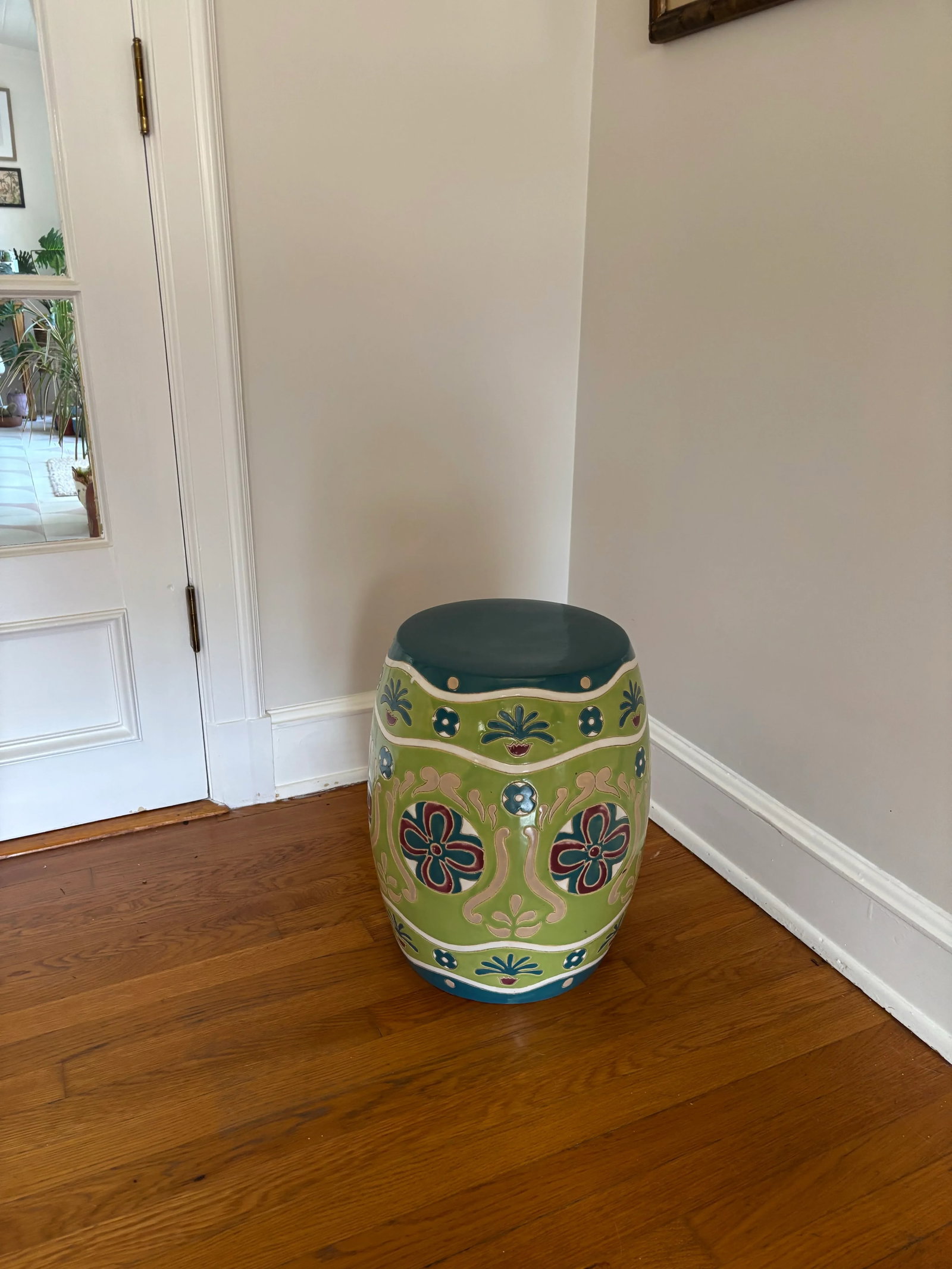 1970s Vintage Boho Chic Hand Painted Ceramic Garden Seat - 7