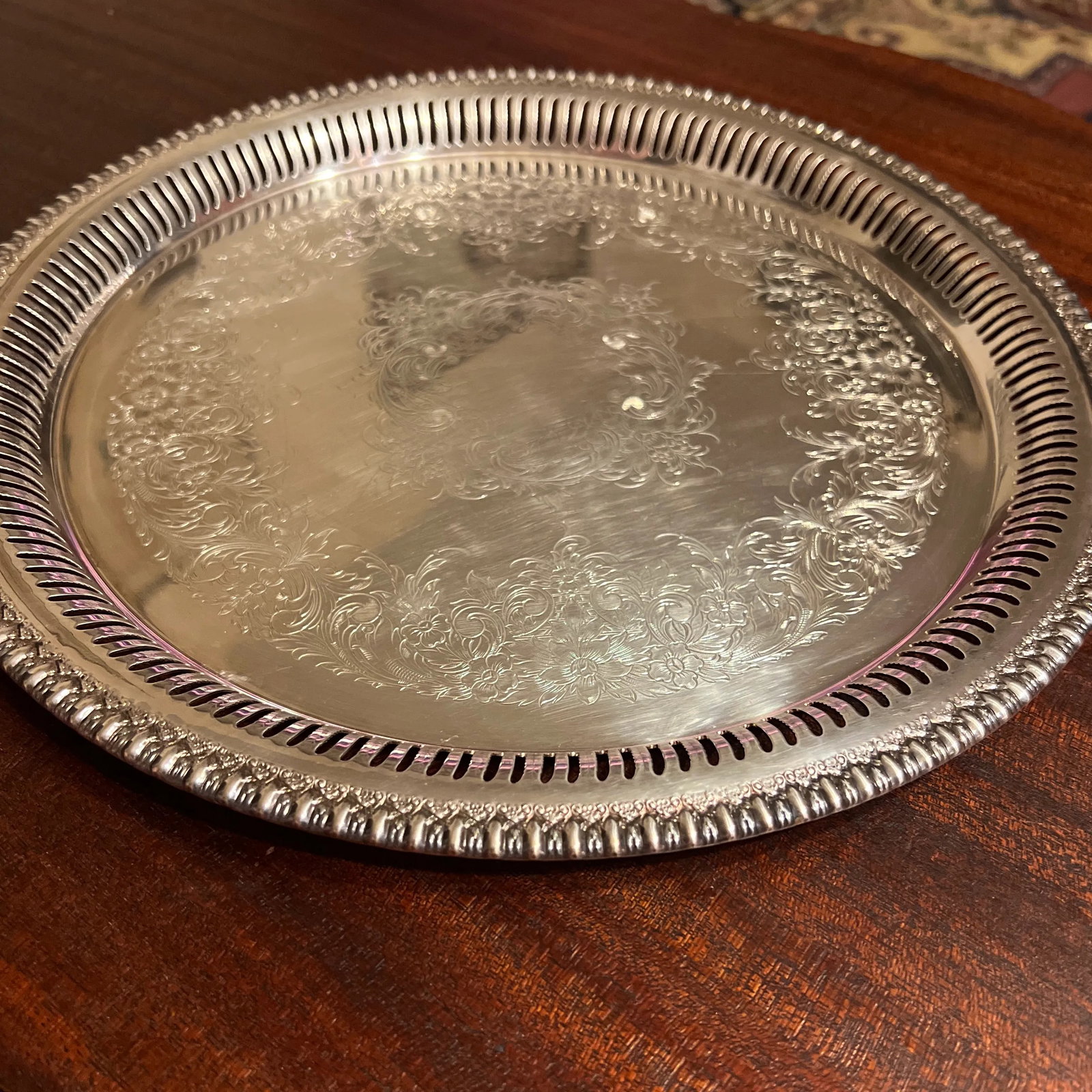1980s Silver Plated Serving Service Tray - 3