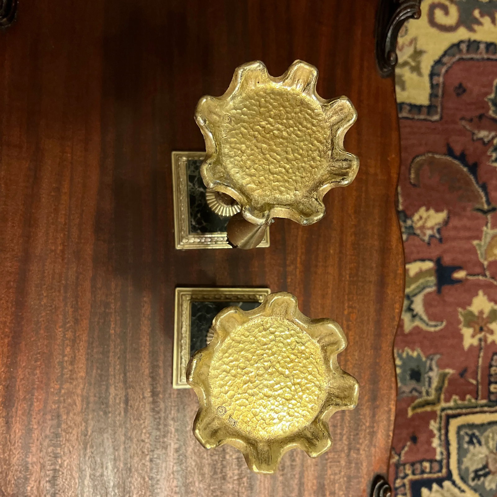 1950s Ornate Marble Based Silver Plated Candlesticks With Attached Snuffers - a Pair - 4