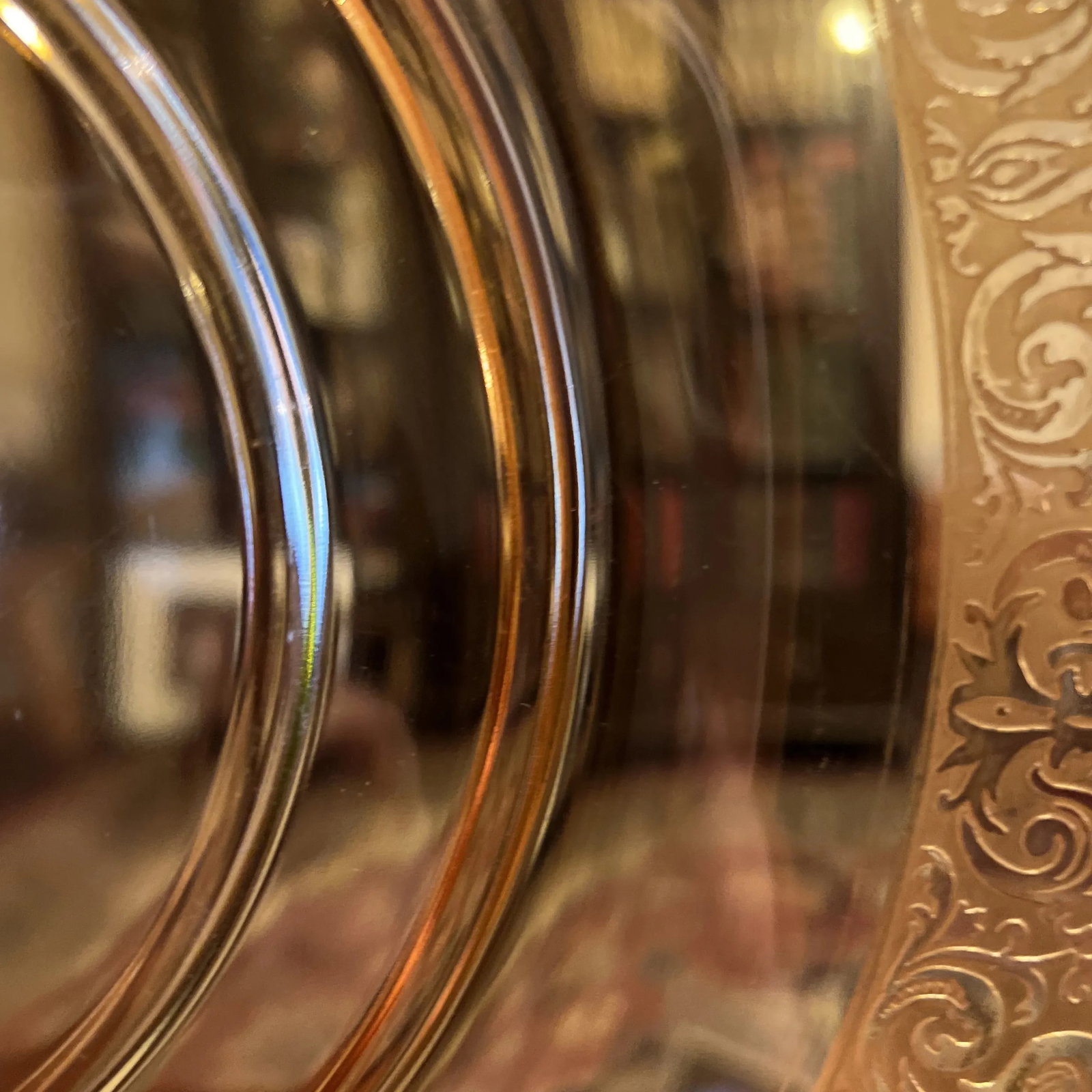 1930s Depression Platter, Chip & Dip, Gold Etched Border - 12
