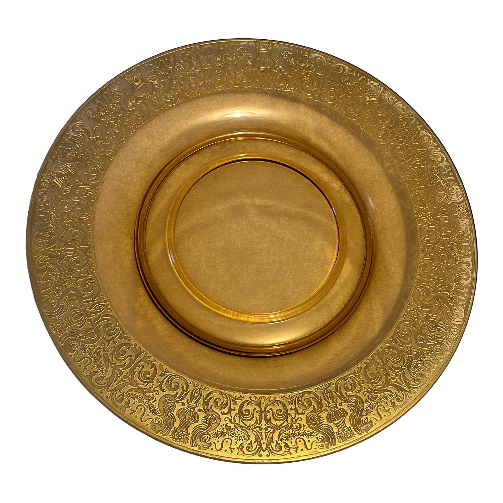 1930s Depression Platter, Chip & Dip, Gold Etched Border (1 of 12)