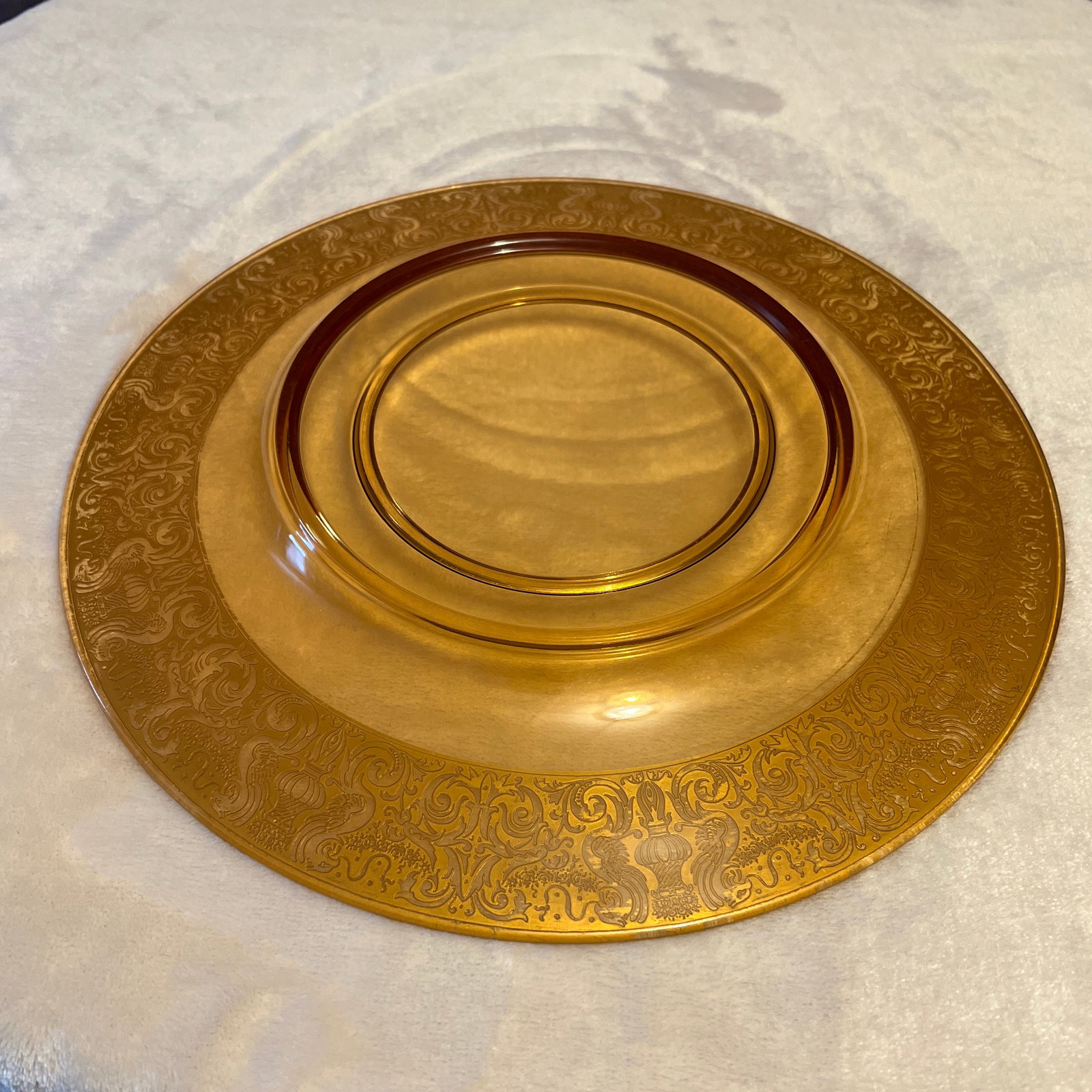 1930s Depression Platter, Chip & Dip, Gold Etched Border - 2