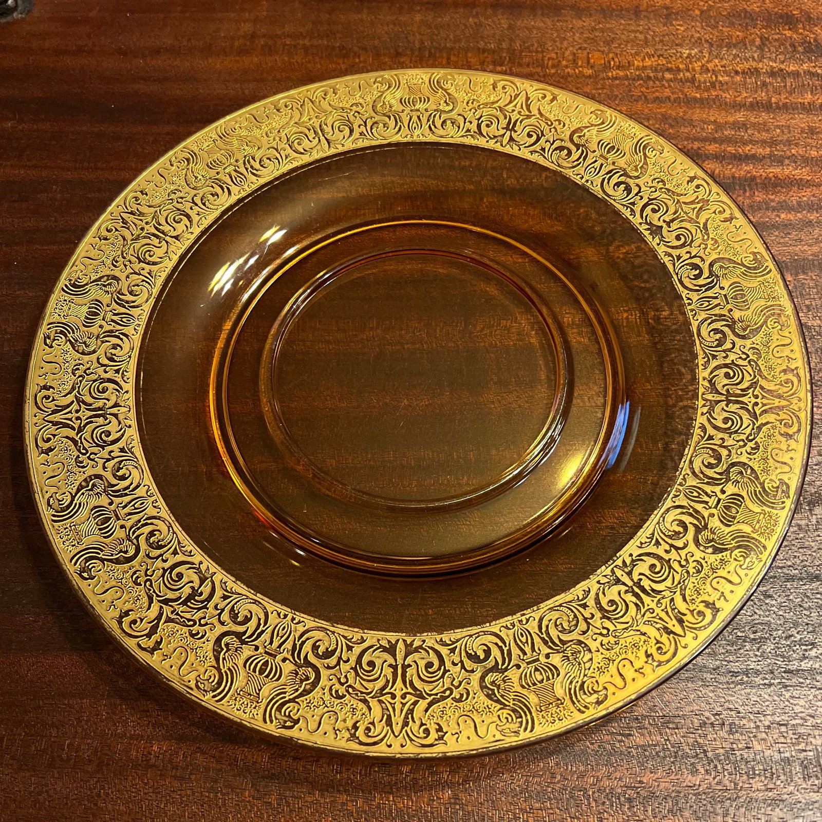 1930s Depression Platter, Chip & Dip, Gold Etched Border - 3