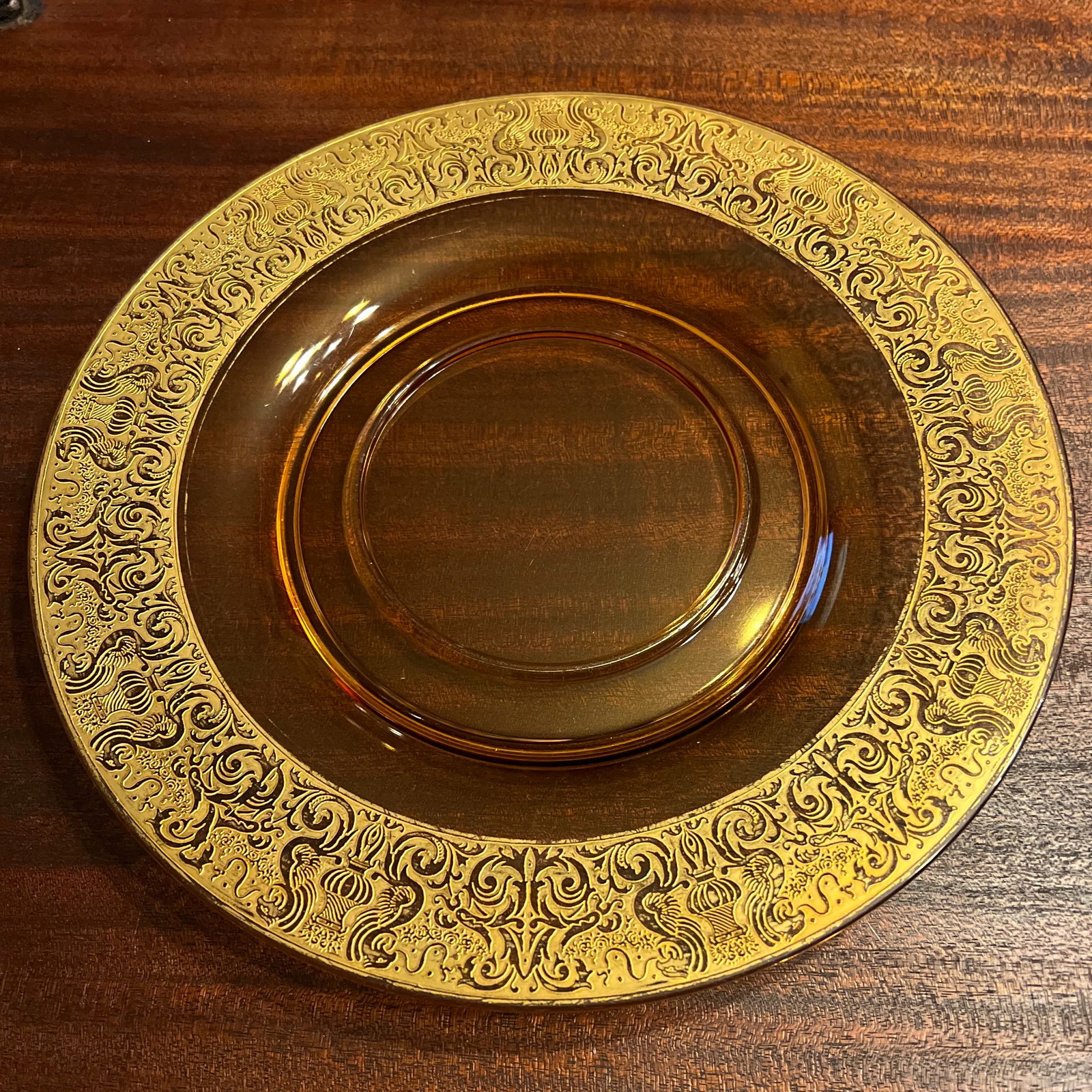 1930s Depression Platter, Chip & Dip, Gold Etched Border - 4