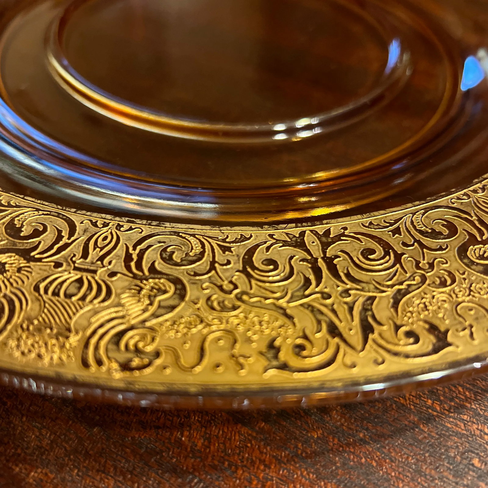 1930s Depression Platter, Chip & Dip, Gold Etched Border - 5