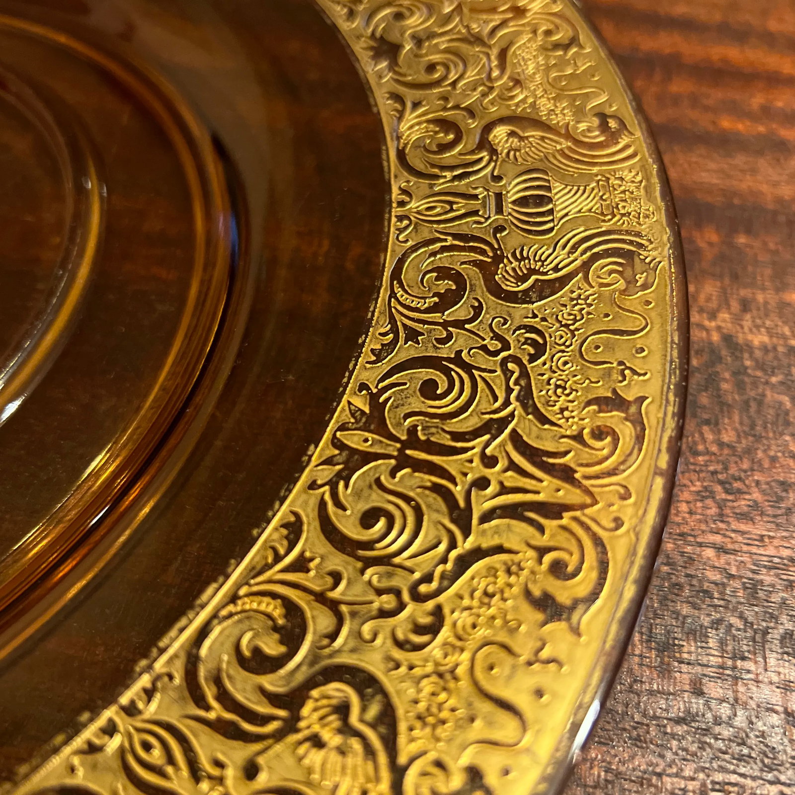 1930s Depression Platter, Chip & Dip, Gold Etched Border - 6