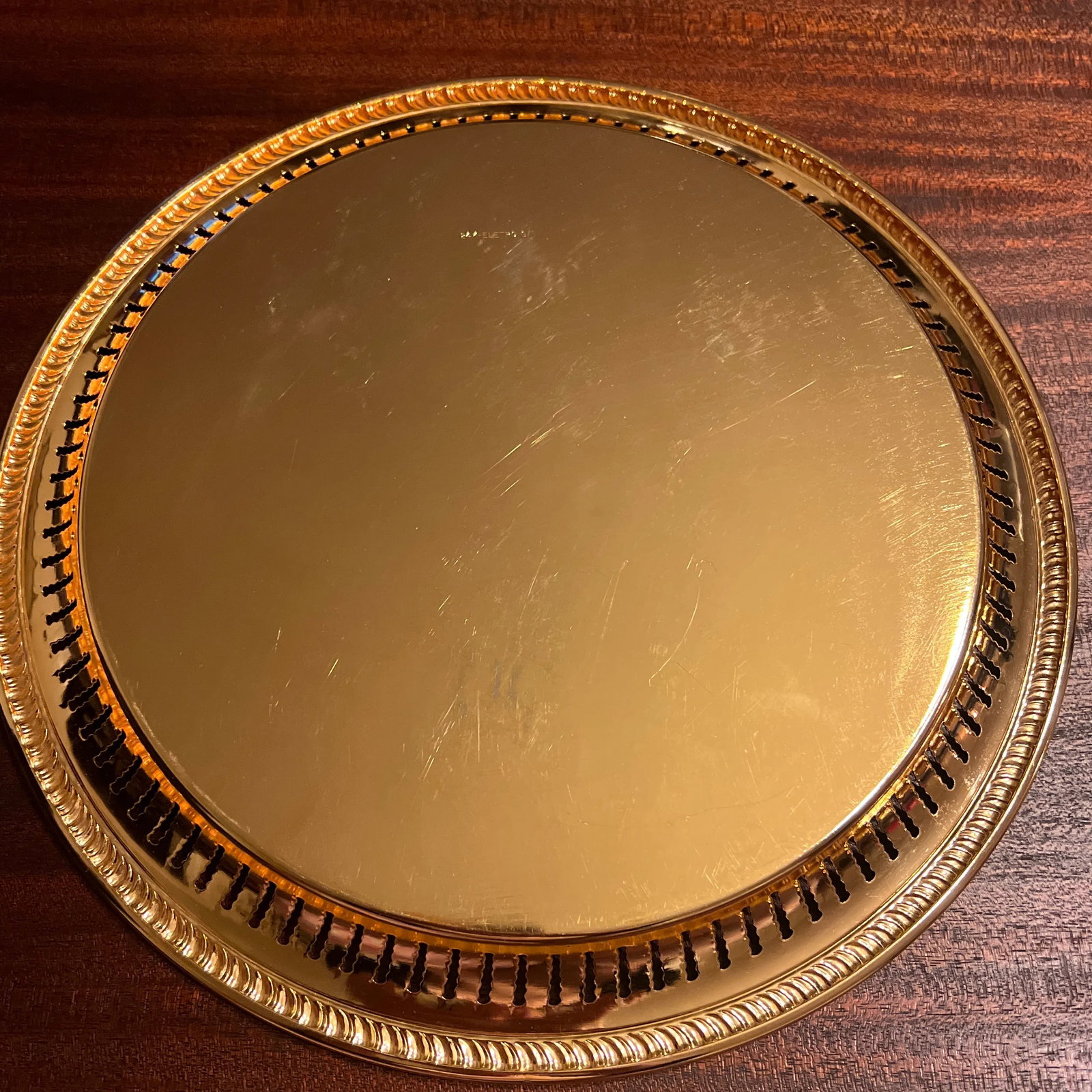1980s 24 Karat Gold Plated Serving Service Tray - 6
