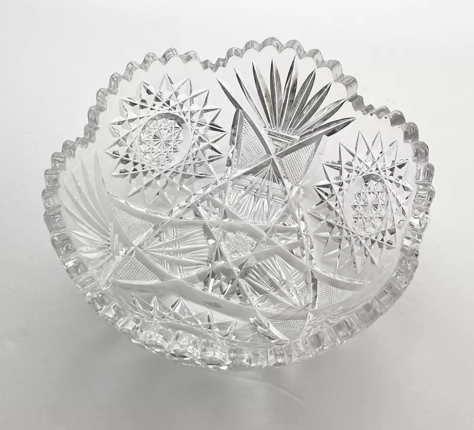 1940s 7-Piece American Brilliant Period Cut Crystal Dinnerware Serving Hostess Set - 11