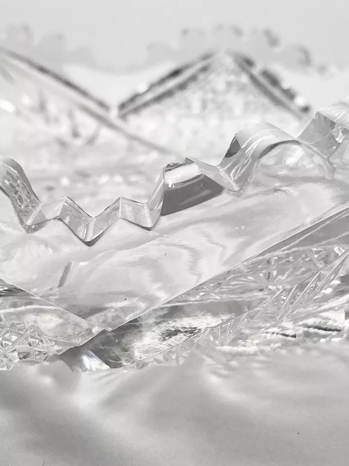 1940s 7-Piece American Brilliant Period Cut Crystal Dinnerware Serving Hostess Set - 12