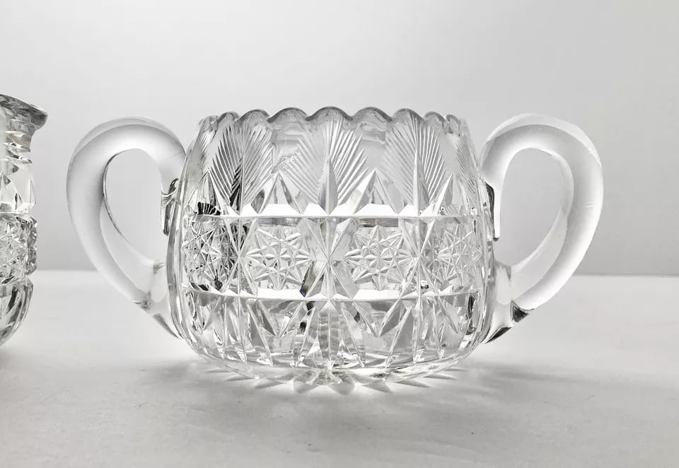 1940s 7-Piece American Brilliant Period Cut Crystal Dinnerware Serving Hostess Set - 3