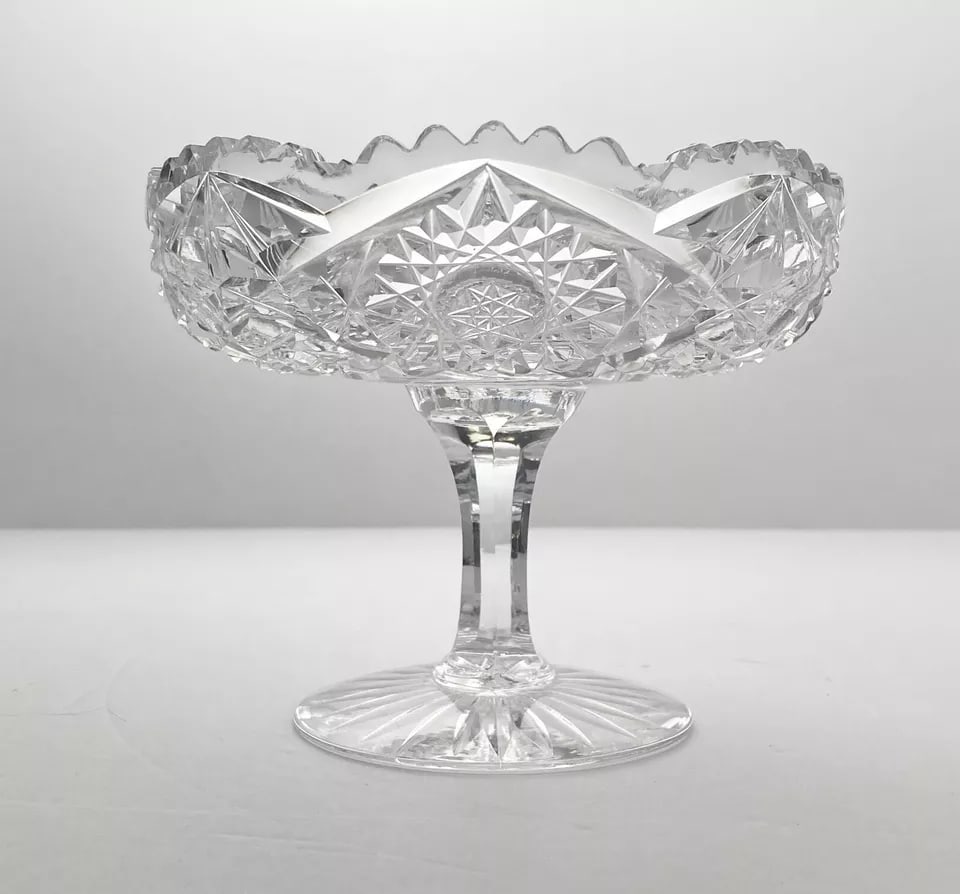 1940s 7-Piece American Brilliant Period Cut Crystal Dinnerware Serving Hostess Set - 5