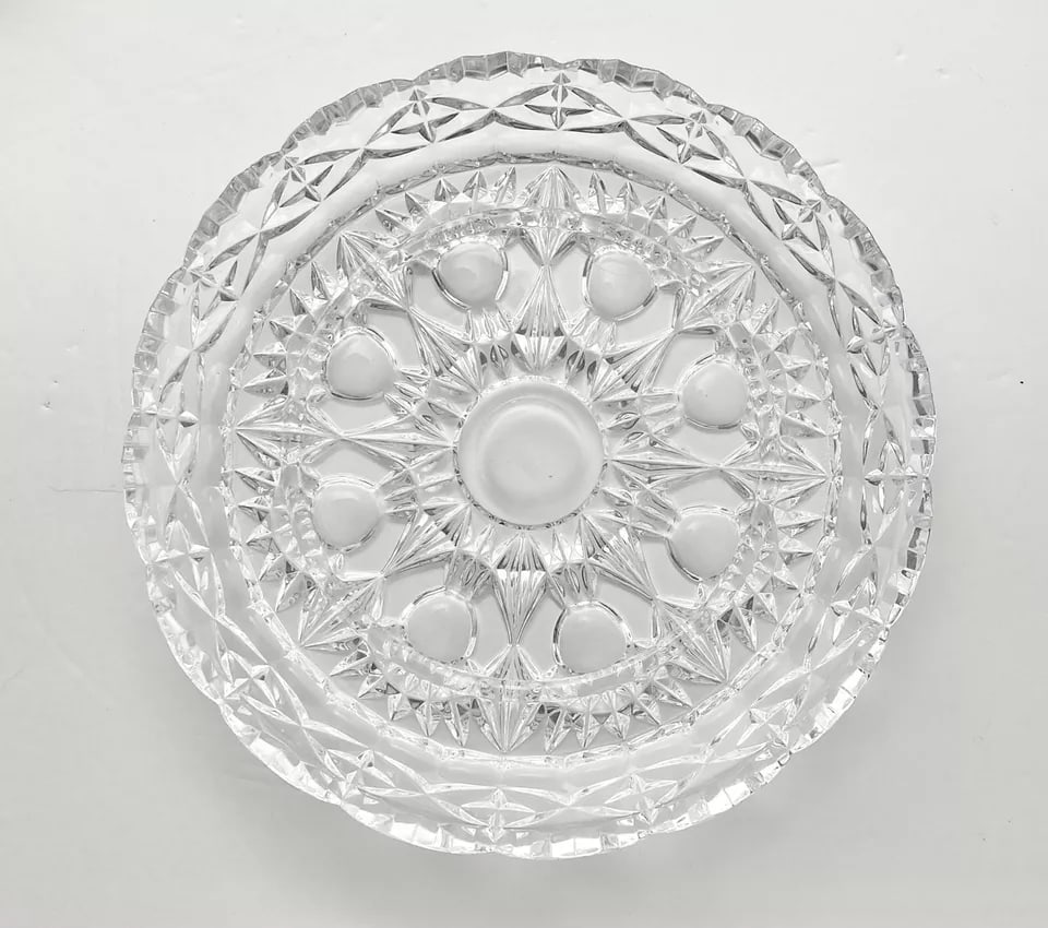 1940s 7-Piece American Brilliant Period Cut Crystal Dinnerware Serving Hostess Set - 7