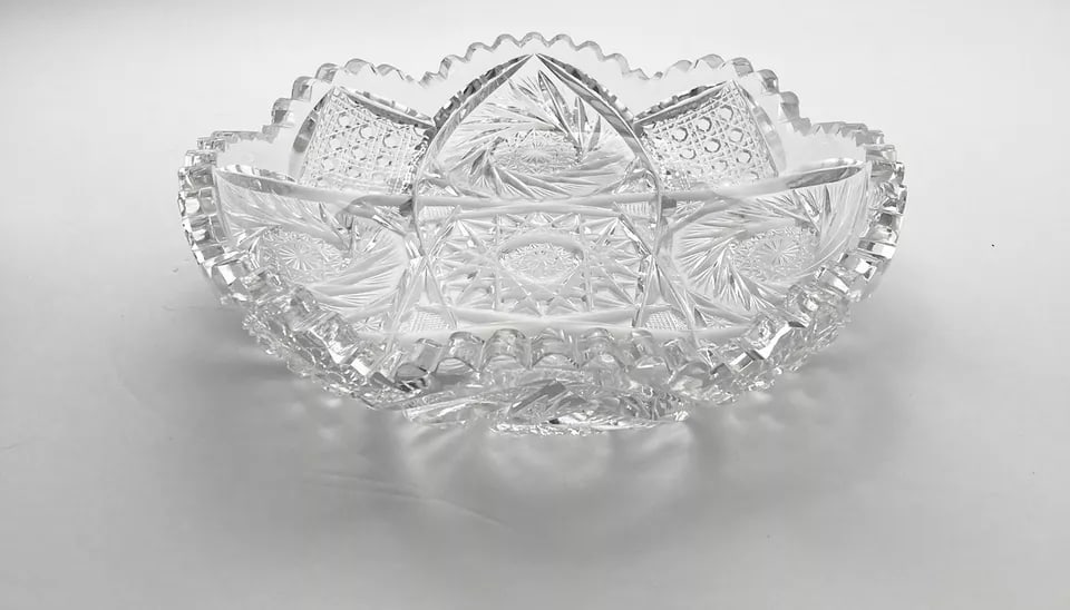 1940s 7-Piece American Brilliant Period Cut Crystal Dinnerware Serving Hostess Set - 8