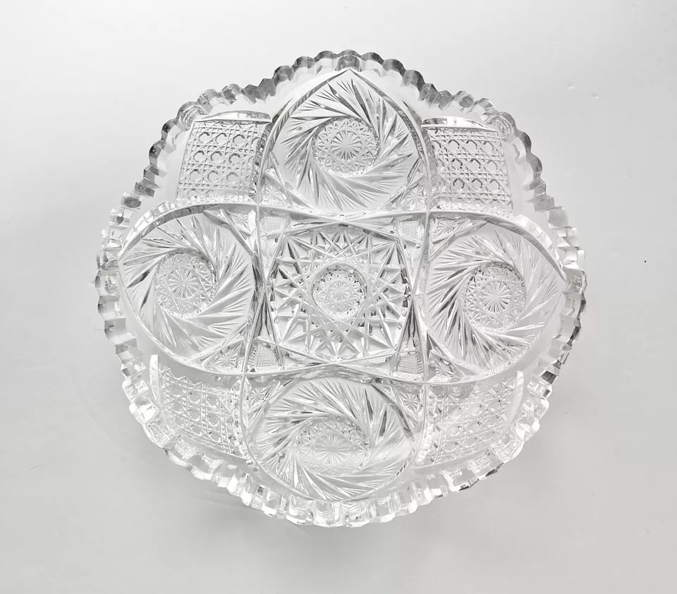 1940s 7-Piece American Brilliant Period Cut Crystal Dinnerware Serving Hostess Set - 9