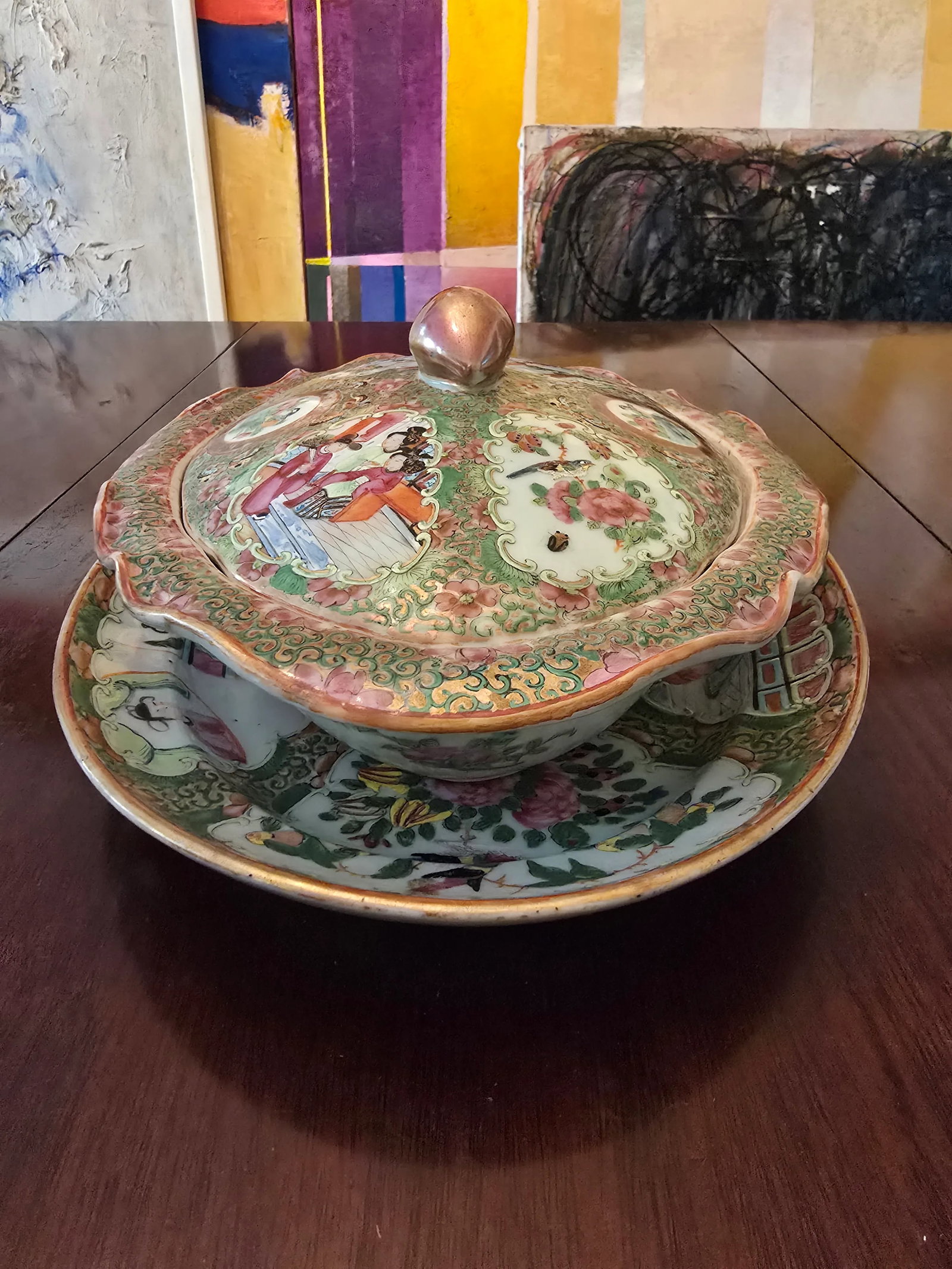 Antique Chinese Porcelain Rose Medallion Tureen - 12
