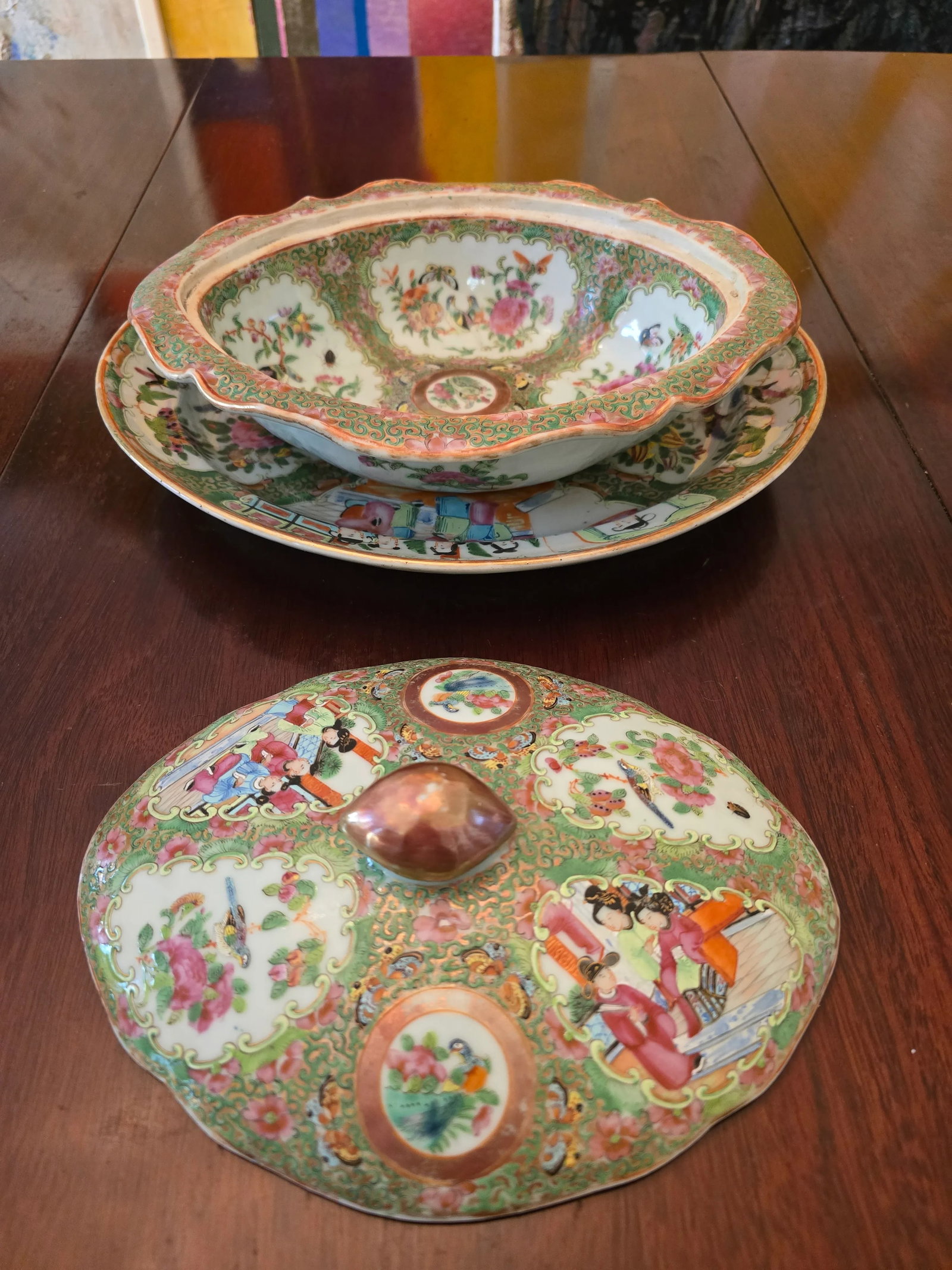 Antique Chinese Porcelain Rose Medallion Tureen - 5