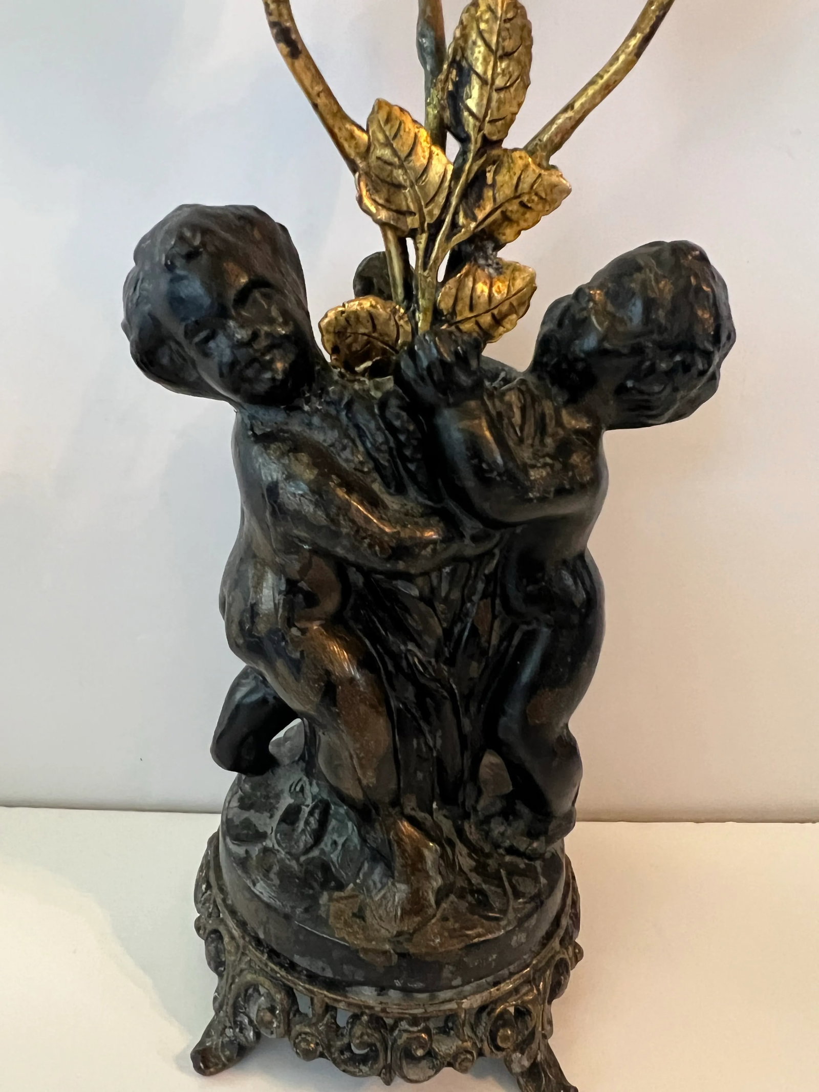 Antique French Bronze Cherub Candle Sticks- Set of 2 - 3