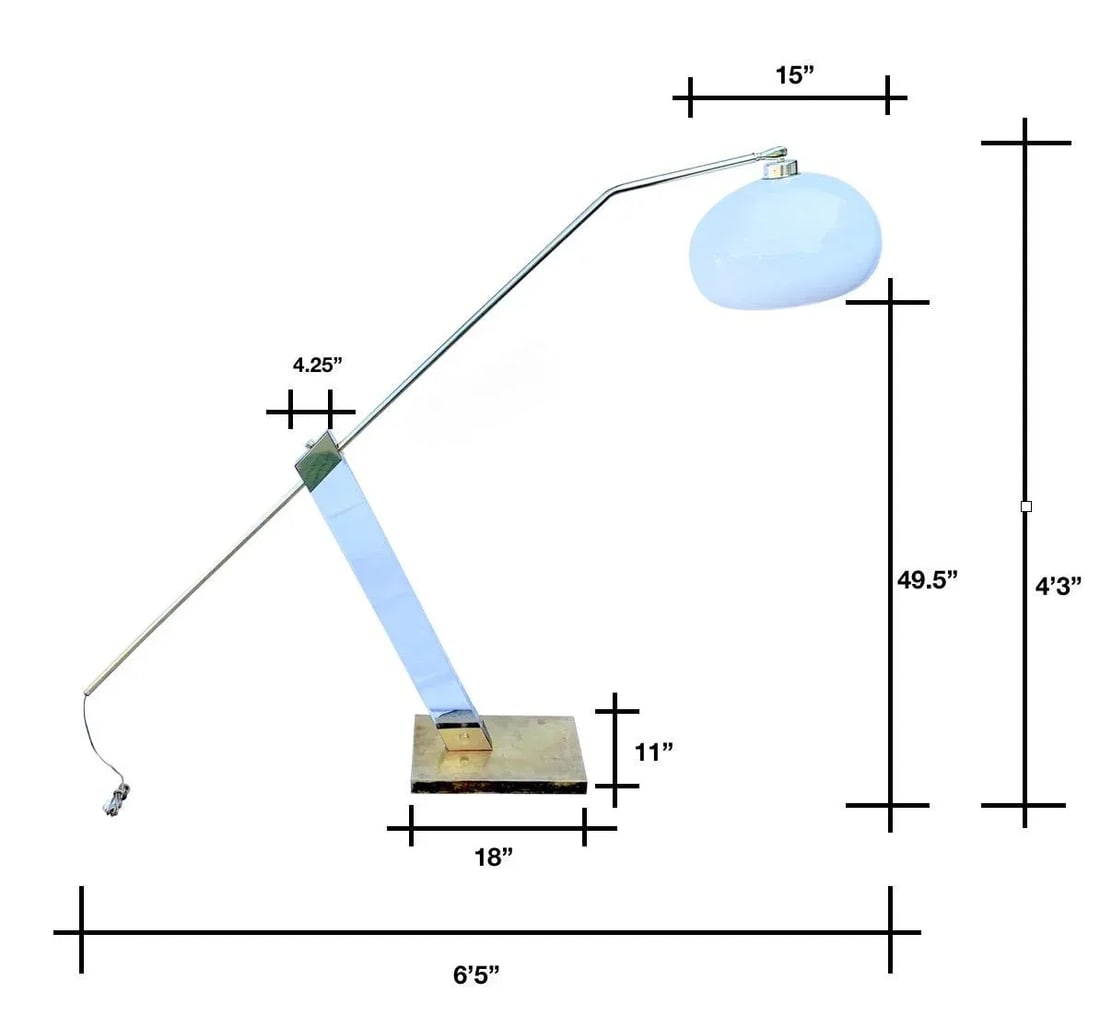 Mid 20th Century Vintage Brass and Lucite Floor Lamp - 7