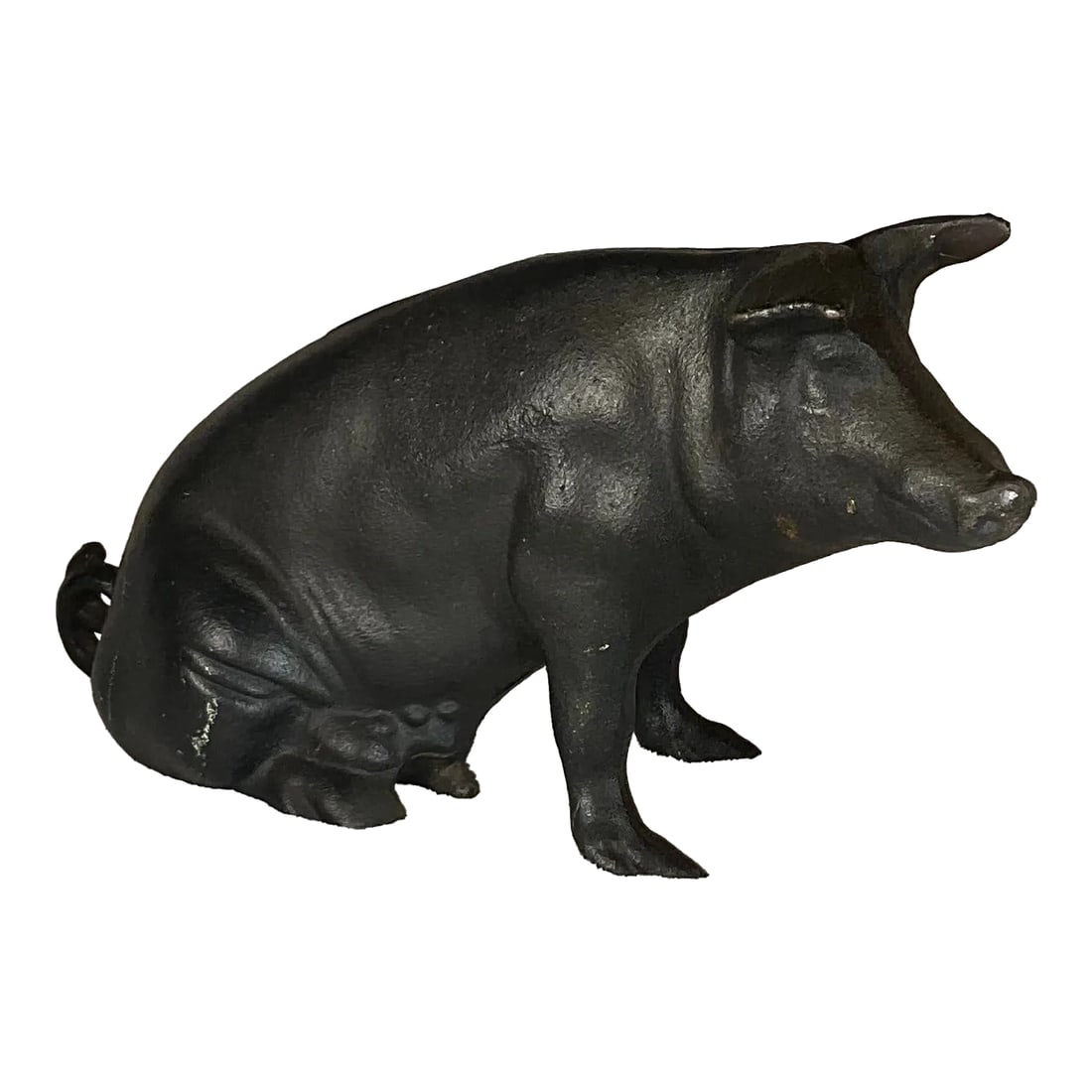 Large Vintage Antique 19th Century Black Cast Iron Piggy Bank Money Box Animal Sculpture- 1800s (1 of 12)