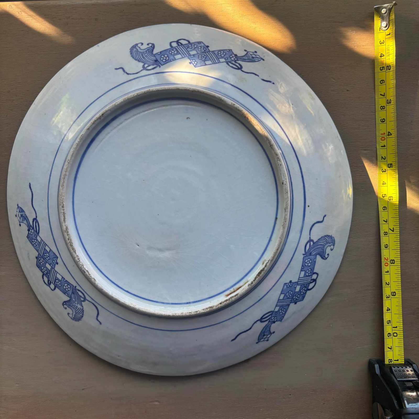 Antique Japanese Imari Ware Porcelain Blue and White Hand Painted Charger Platter, Meiji Period (186 - 6