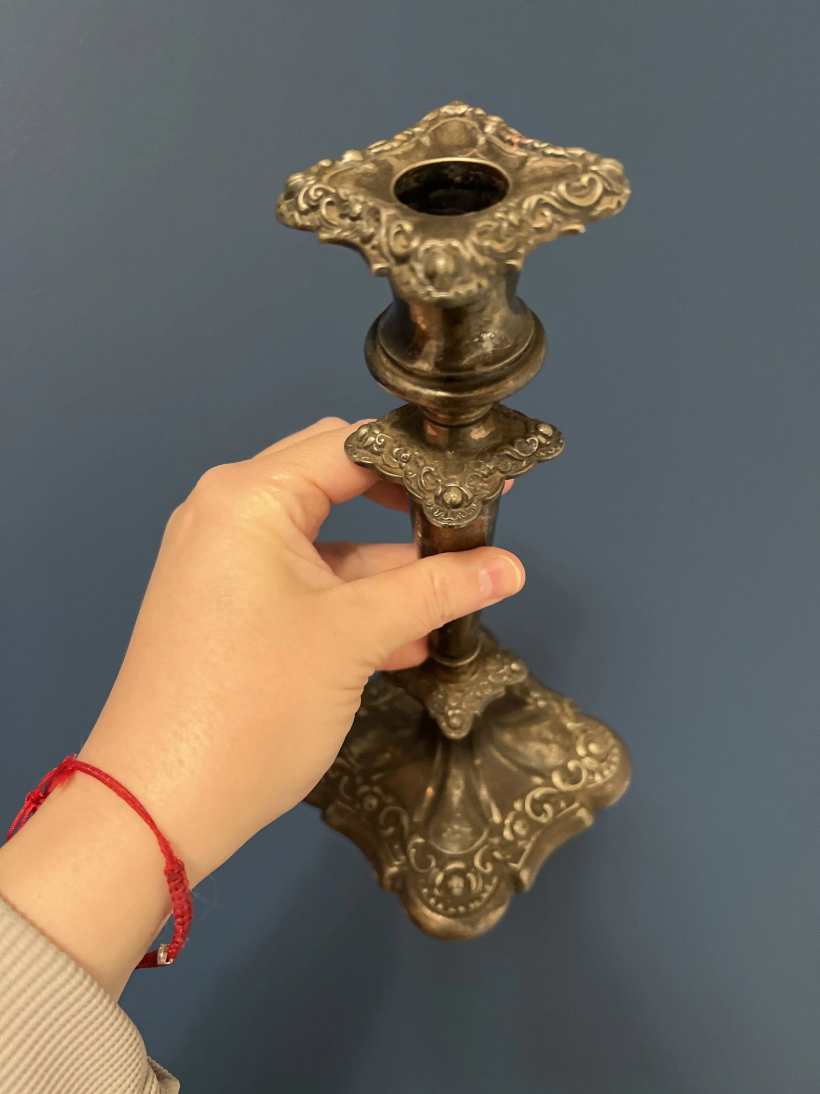 Pair of 1920s Victorian Silver Plate Candle Holder - 12